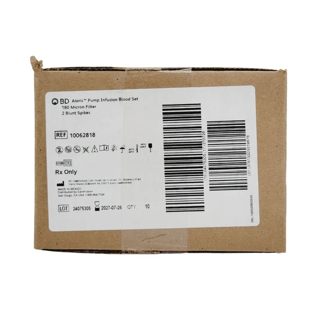 BD 10062818 Alaris Pump Infusion Blood Set 180 Micron 2 Blunt Spikes 10/BX - Image 3