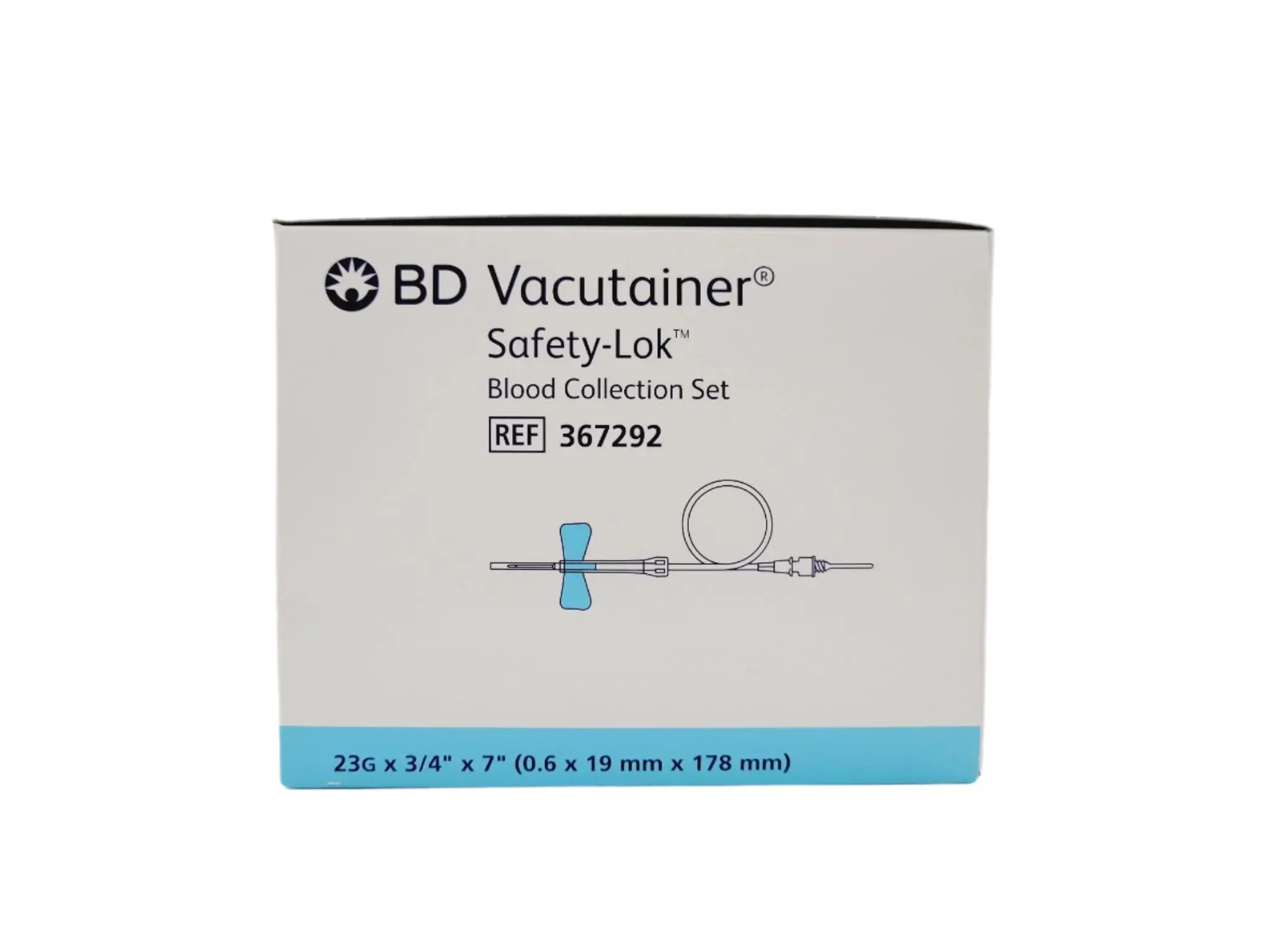 BD 367292 Vacutainer Safety-Lok Blood Collection Set 23G x 3/4" x 7" Box of 50