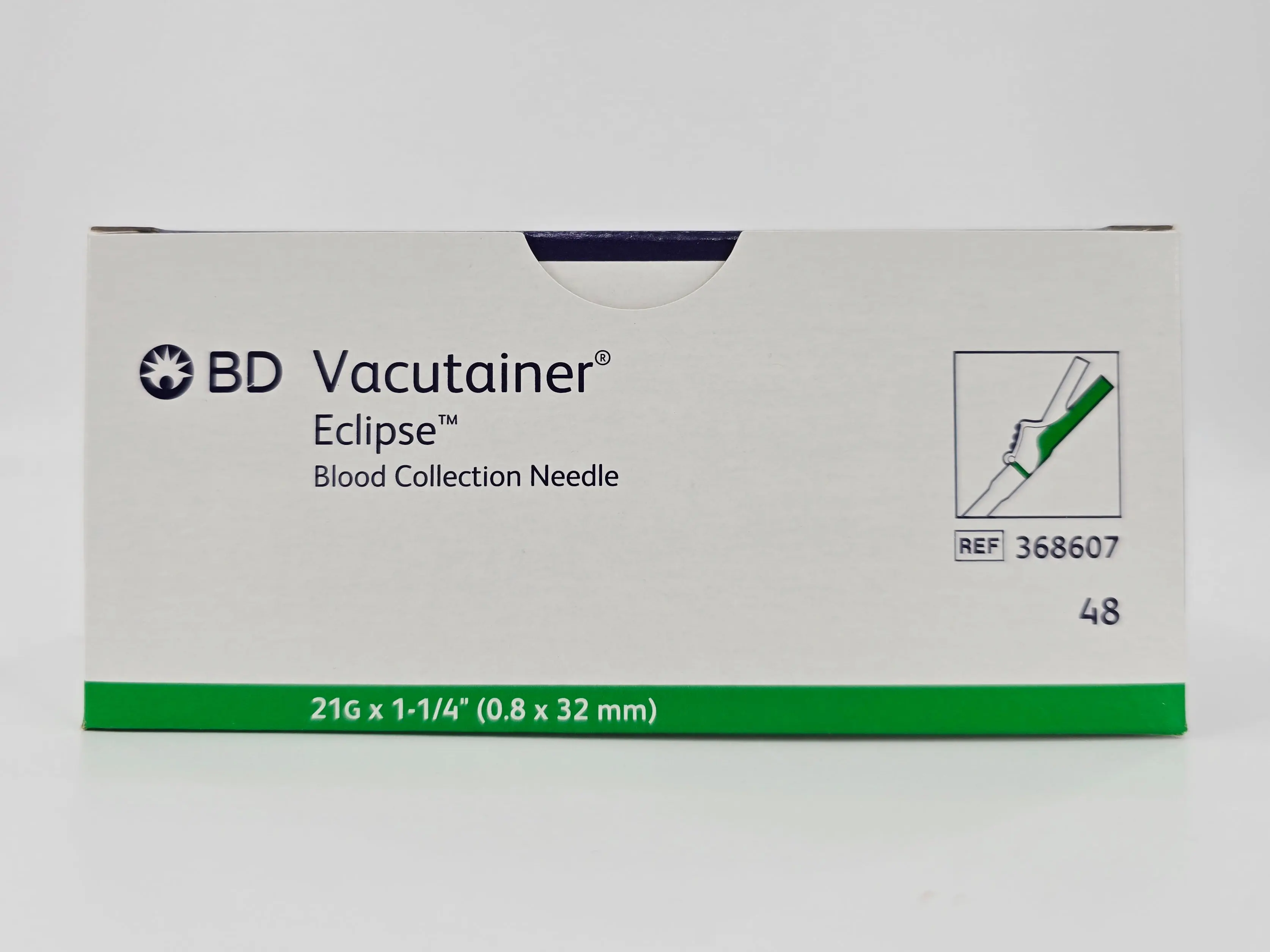 BD 368607 Vacutainer Eclipse Blood Collection Needle 21G x 1-1/4" 480/CS (48/BX, 10BX/CS) - Image 2