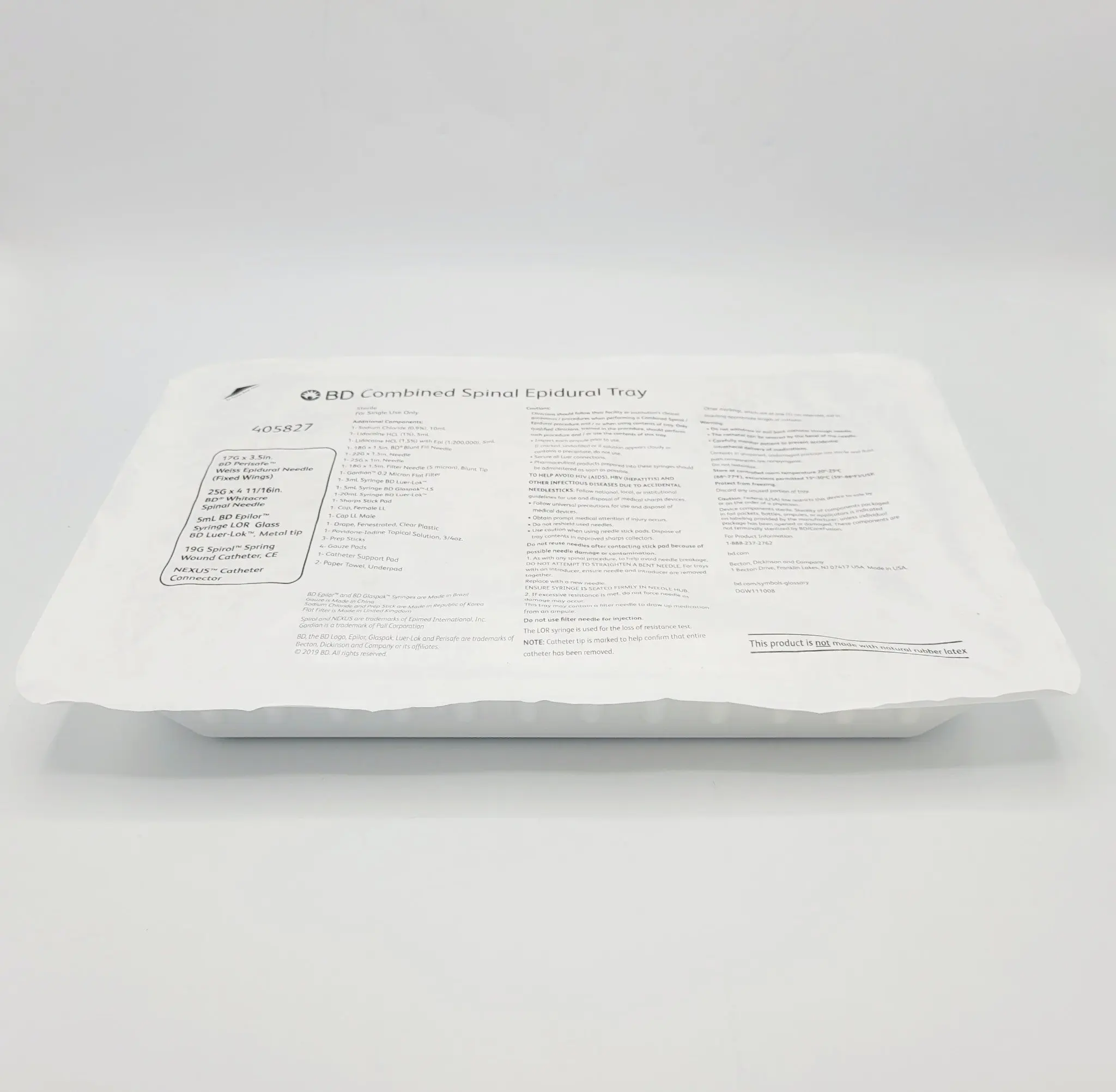 BD 405827 Combined Spinal Epidural Tray 16" - Image 2
