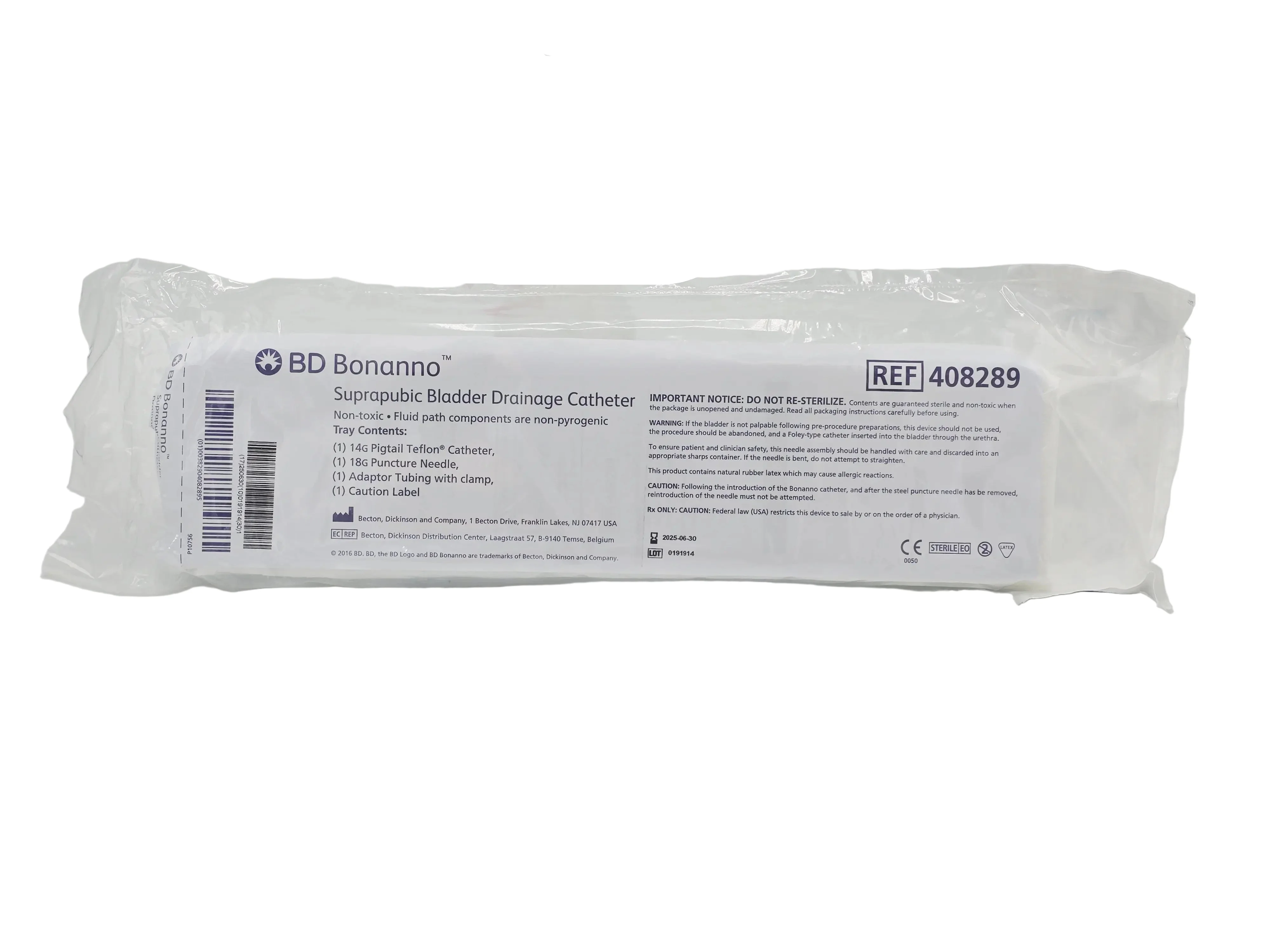 BD 408289 Bonanno Suprapubic Catheter Tray 14G x 11" FEP Polymer Sterile