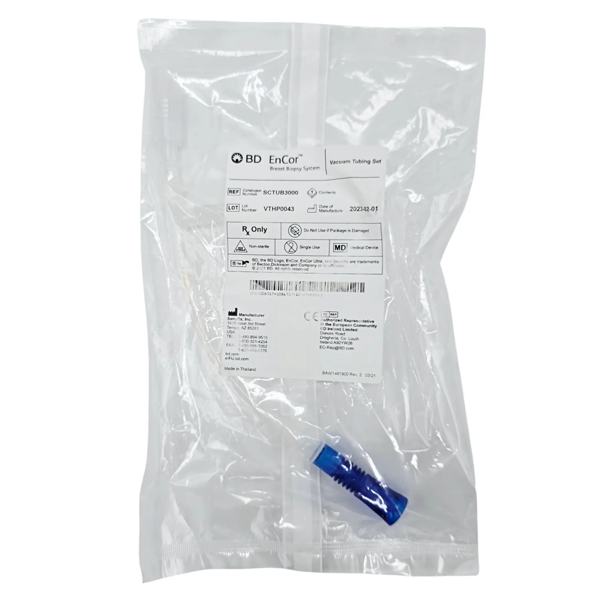 BD Bard EnCor Vacuum Tubing Set SCTUB3000, Breast Biopsy System Disposable Single