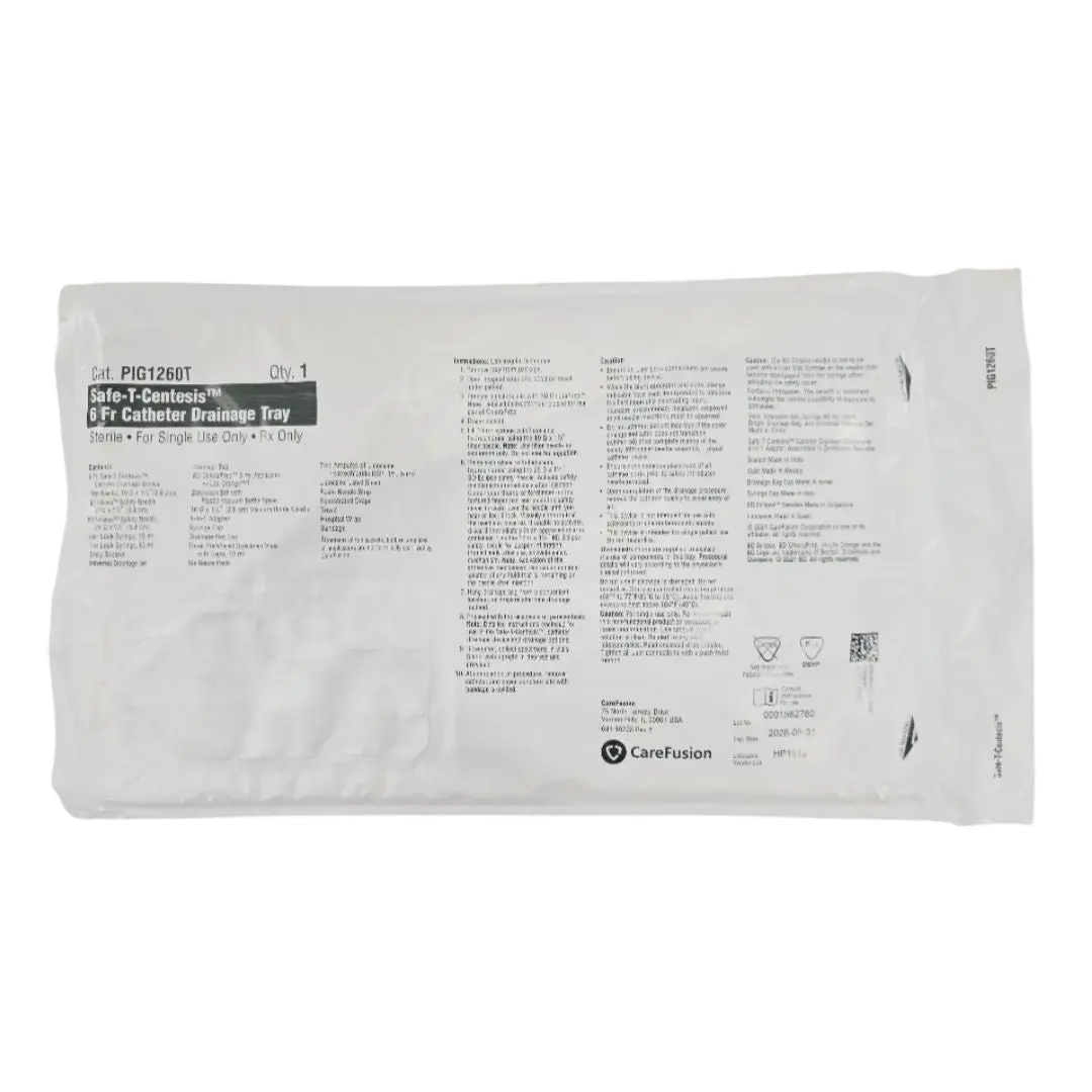 BD CareFusion PIG1260T Safe-T Centesis 6F Catheter Drainage Tray
