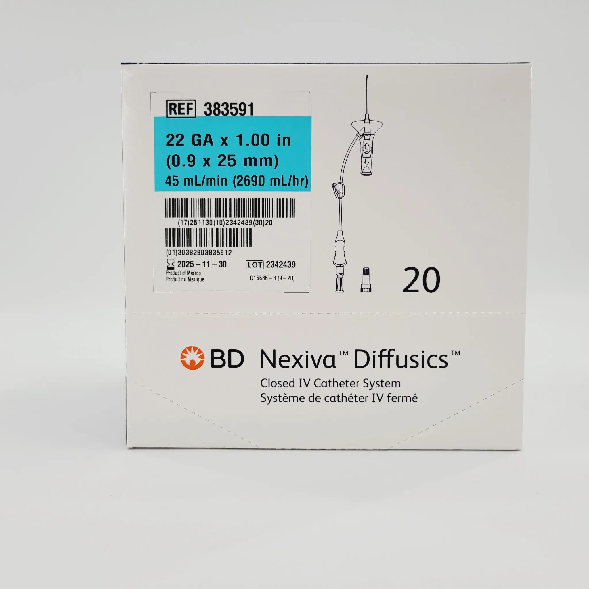 BD Nexiva 383591 Closed IV Catheter System 22G X 1" Box of 20 - Image 3