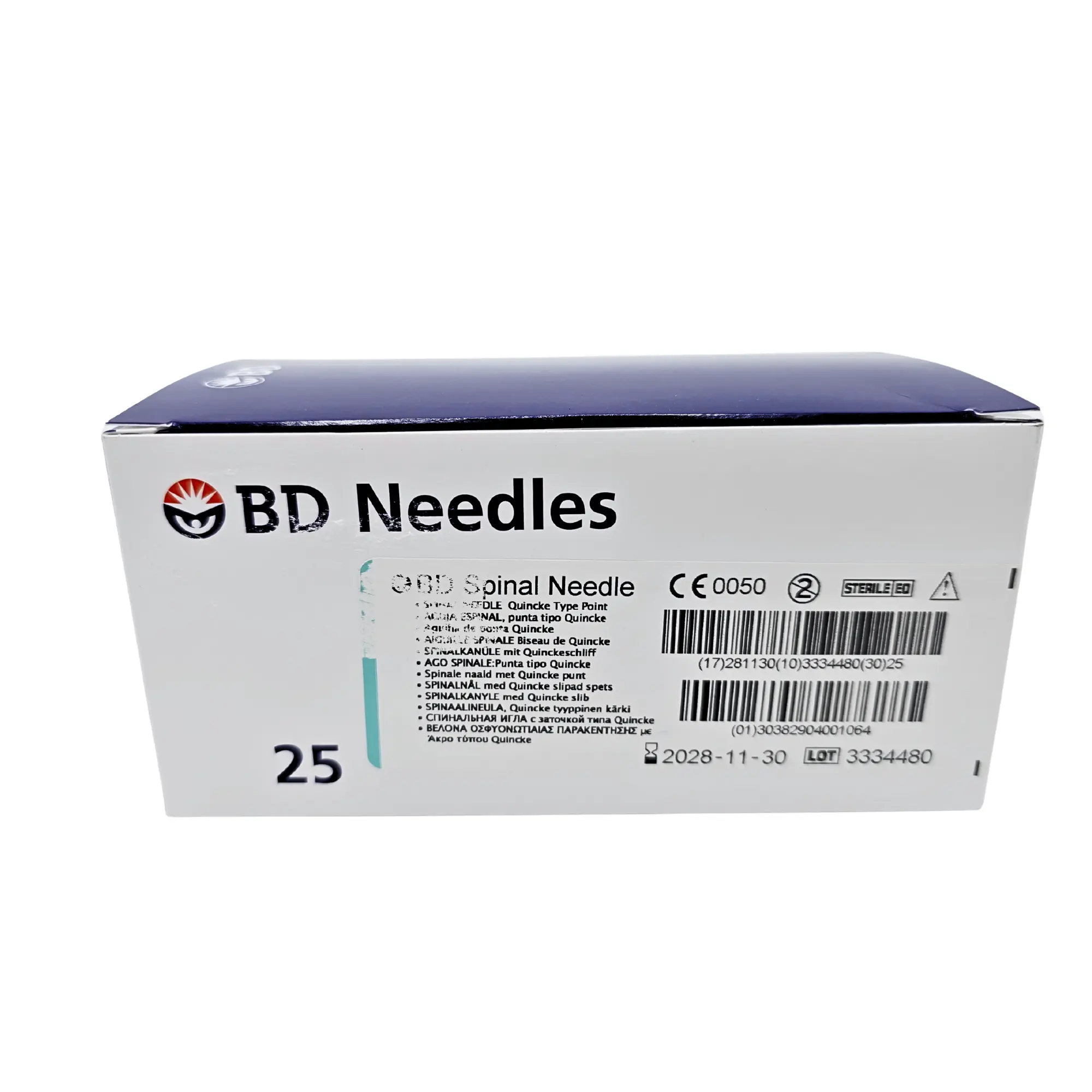 BD Quincke Spinal Needle 400106 - 23G x 3.5" (90mm), Turquoise Hub