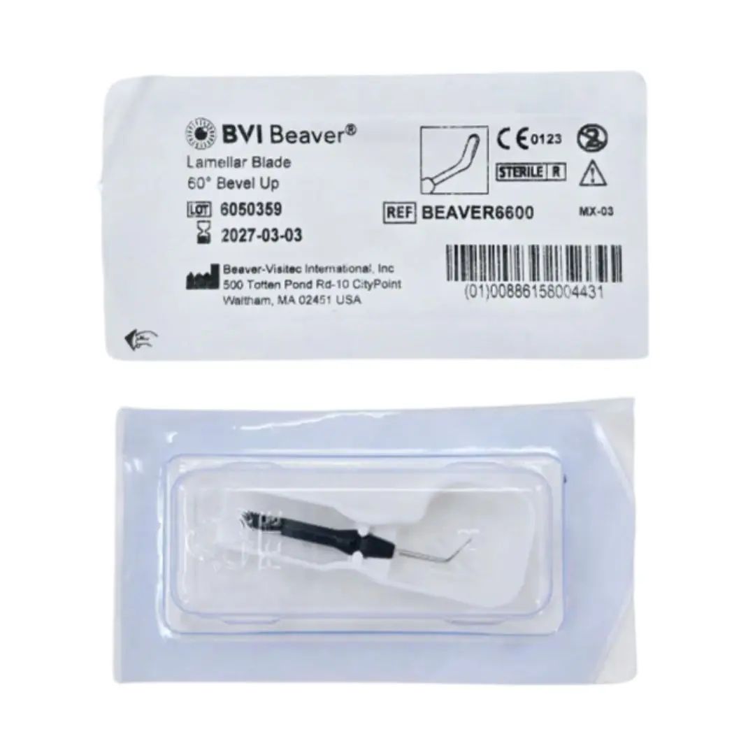 Beaver Visitec BEAVER6600 Lamellar Blade Angeled 60° Smooth Undersurface Sharp All Around Bevel Up Black