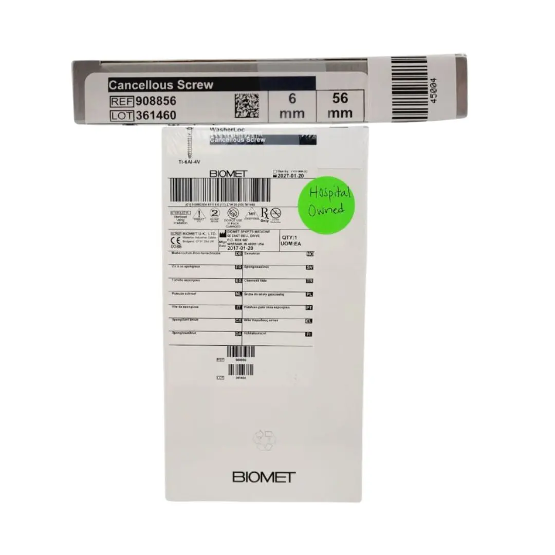 Biomet 908856 Ti-6AI-4V WasherLoc Cancellous Screw 6mm x 56mm