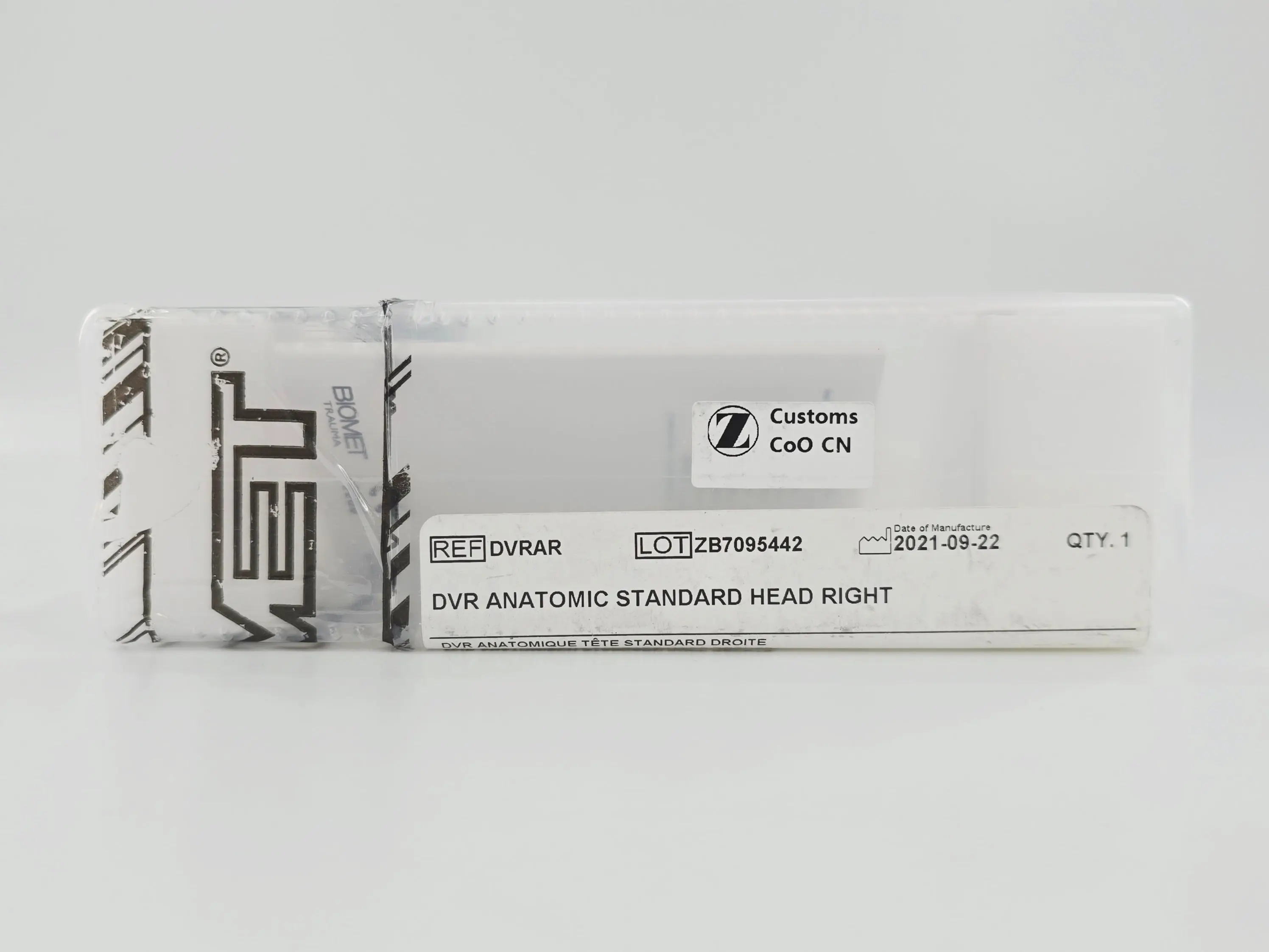 Biomet DVRAR DVR Anatomic Standard Head Right Ti Implant - Image 3