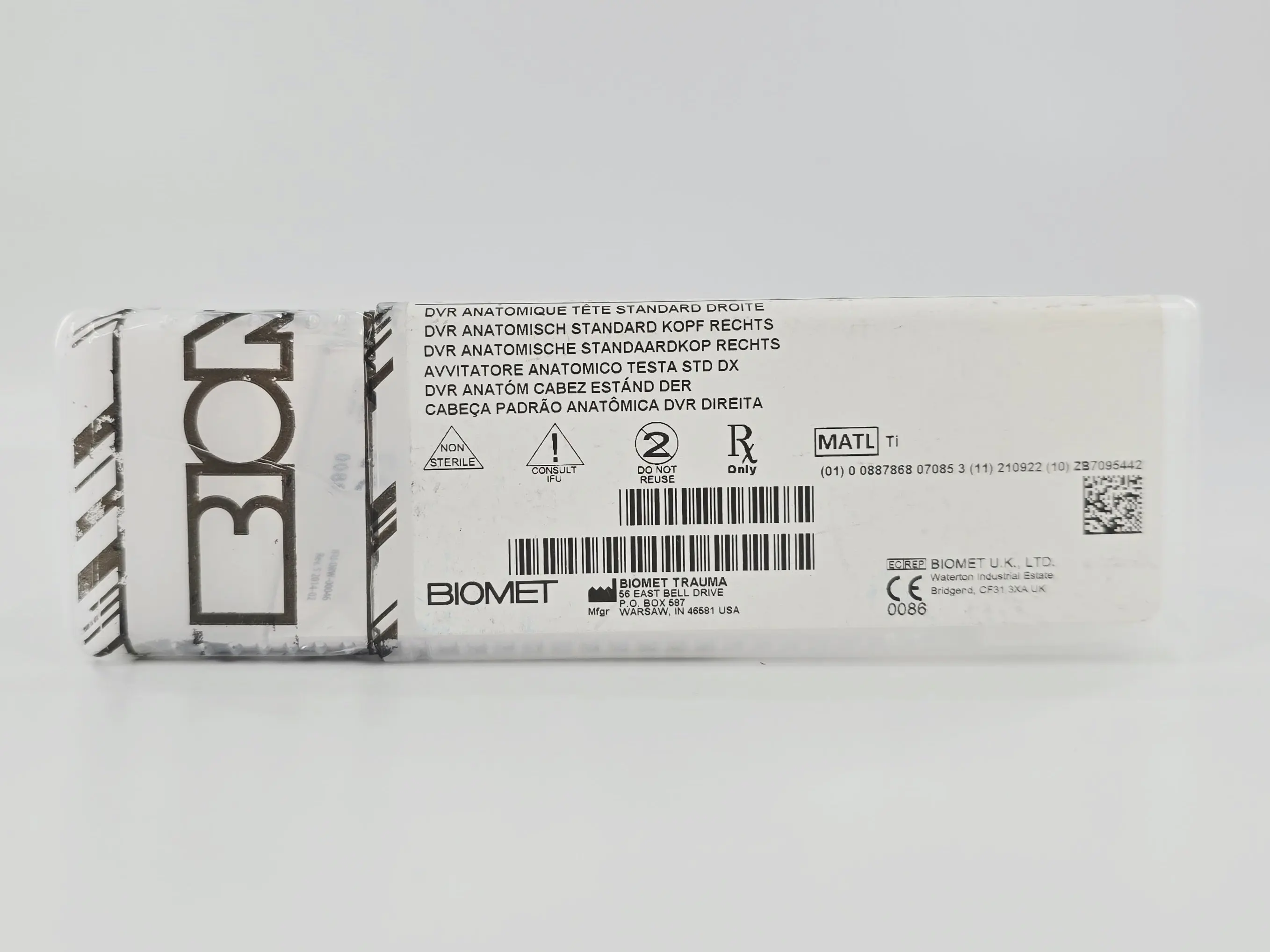 Biomet DVRAR DVR Anatomic Standard Head Right Ti Implant - Image 4