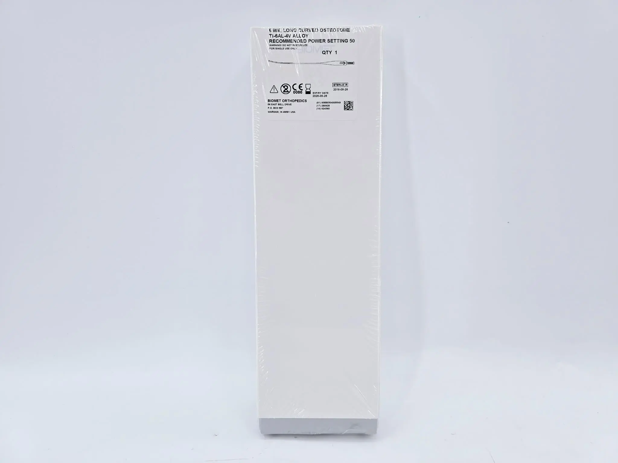 Biomet 423892 Ultra-Drive Tool 6mm Long Curved Osteotome - Image 2