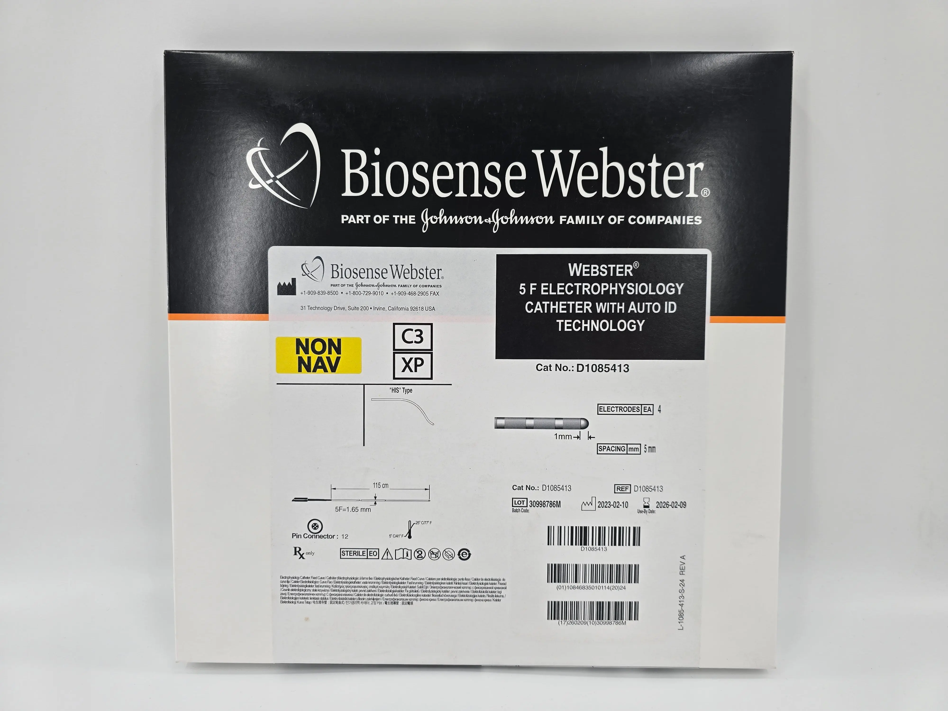 Biosense Webster D1085413 Webster 5F Electrophysiology Catheter with Auto ID Technology 115cm Length C3 XP HIS Type - Image 2