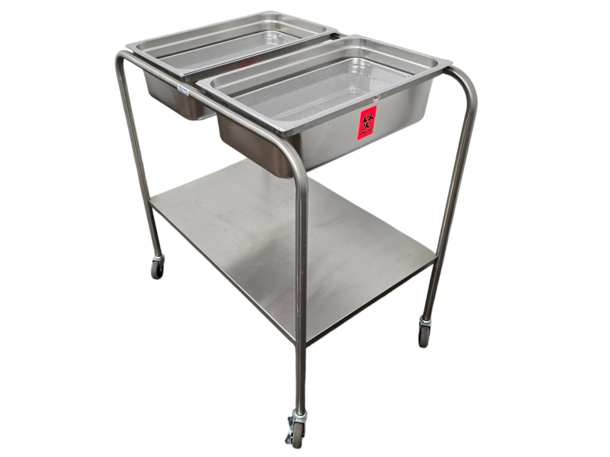 Blickman 7808SSC Stainless Steel Dual Basin Instrument Cart w/ Baskets and Pans - Image 2
