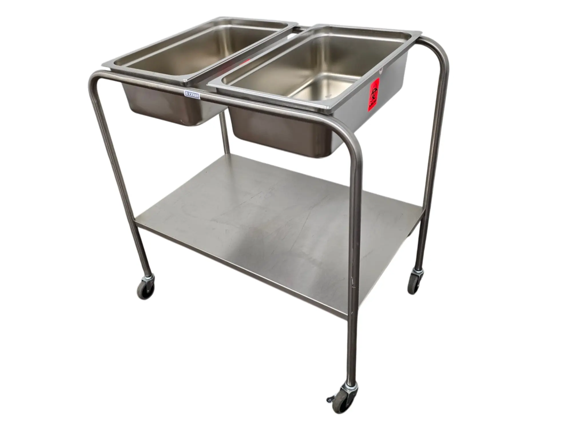 Blickman 7808SSC Stainless Steel Dual Basin Instrument Cart w/ Baskets and Pans - Image 3