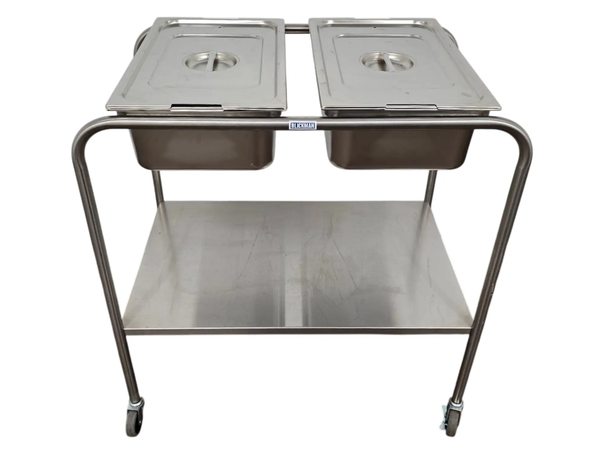 Blickman 7808SSC Stainless Steel Dual Basin Instrument Cart w/ Baskets and Pans - Image 4