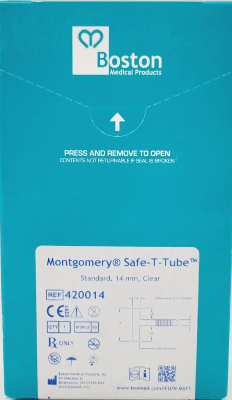 Boston Medical T Tube 420014 Size Standard 14mm Type Clear - Image 3