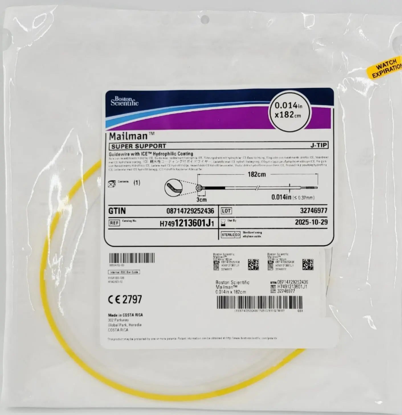 Boston Scientific H7491213601J1 Mailman Super Support Guidewire w/ ICE Hydrophilic Coating 182cm - Image 3