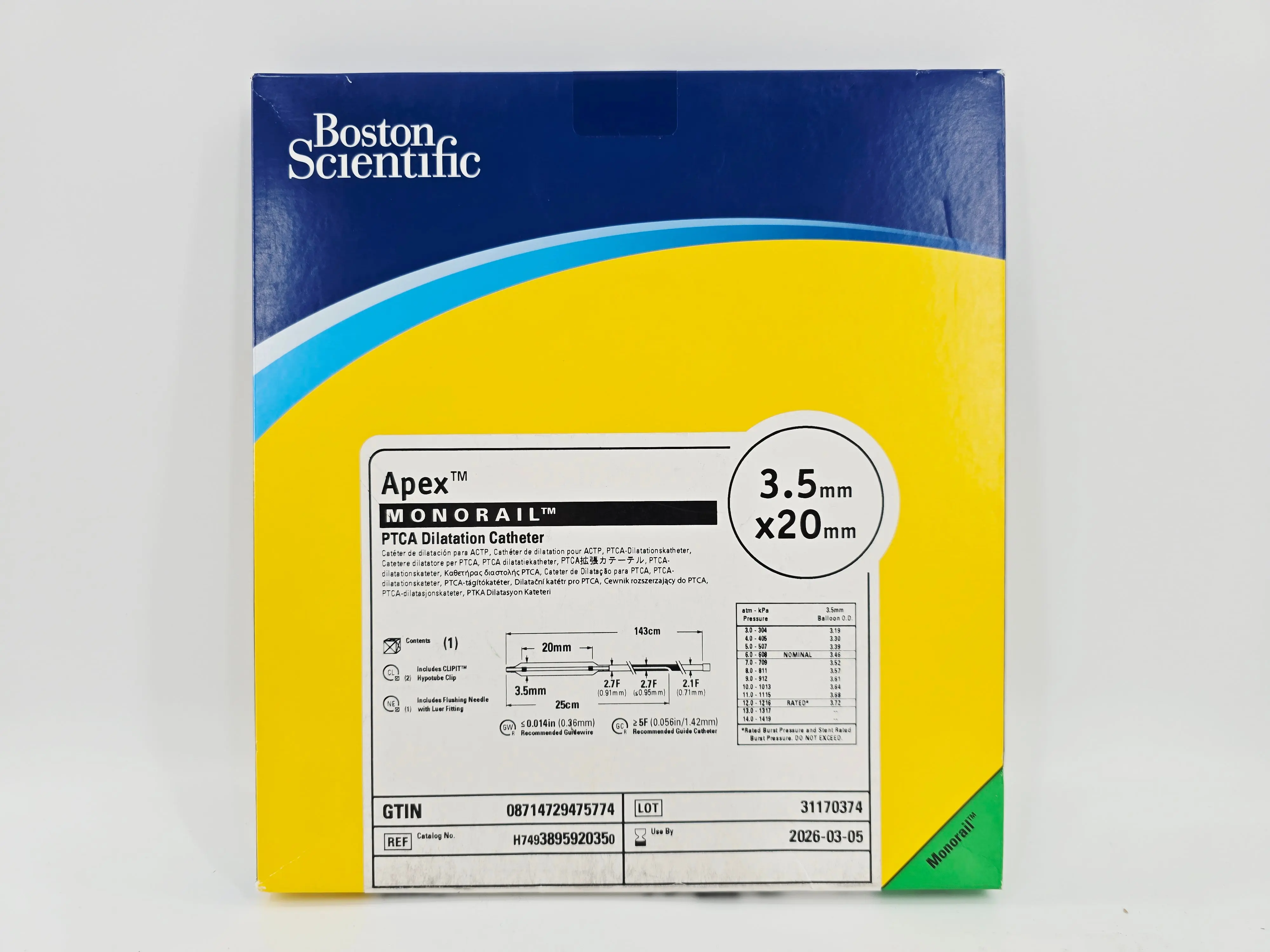 Boston Scientific H7493895920350 Apex Monorail PTCA Dilation Catheter 3.5mm x 20mm - Image 2