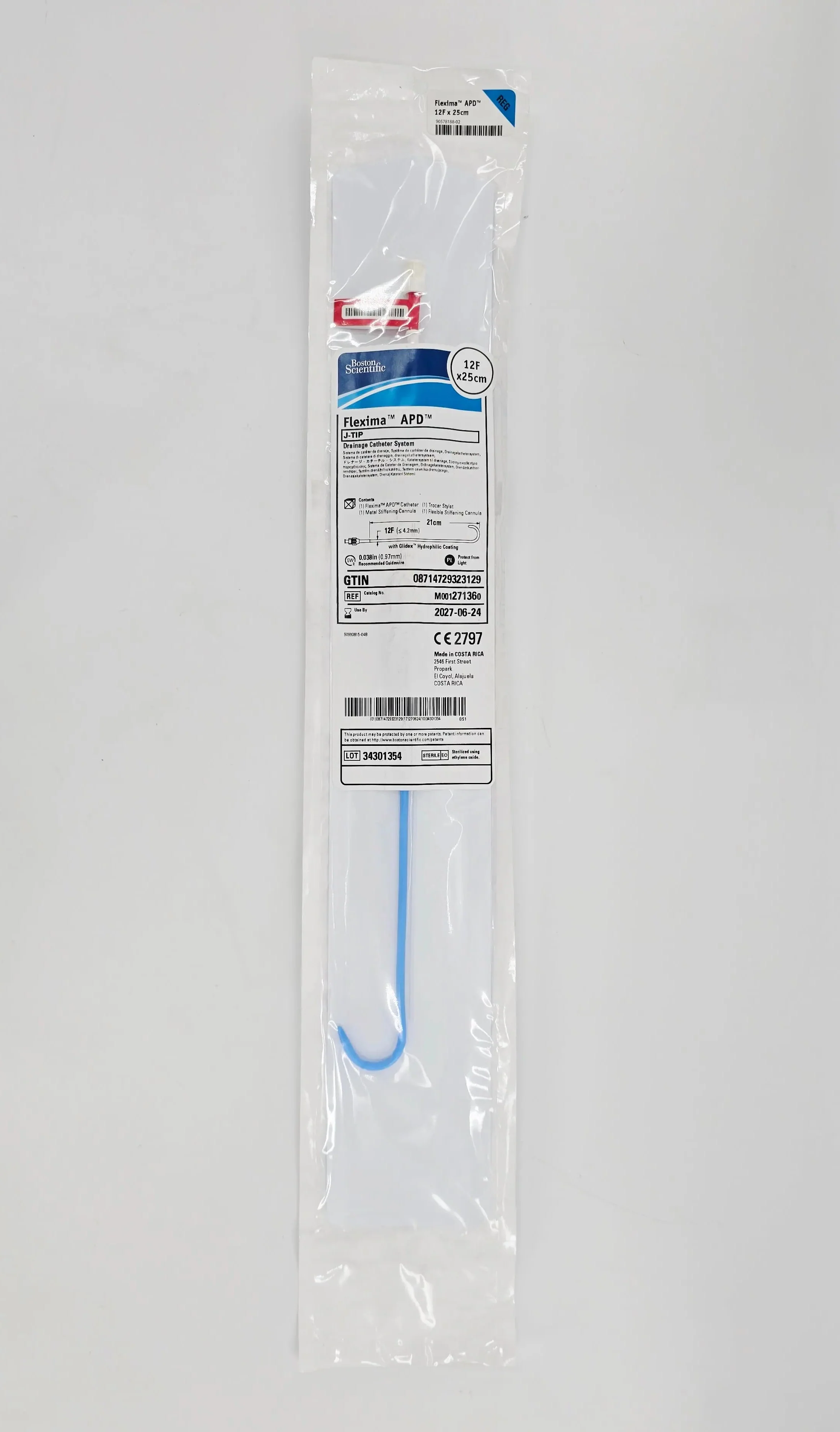 Boston Scientific M001271360 Flexima APD J-Tip Drainage Catheter System 12F x 25cm - Image 2