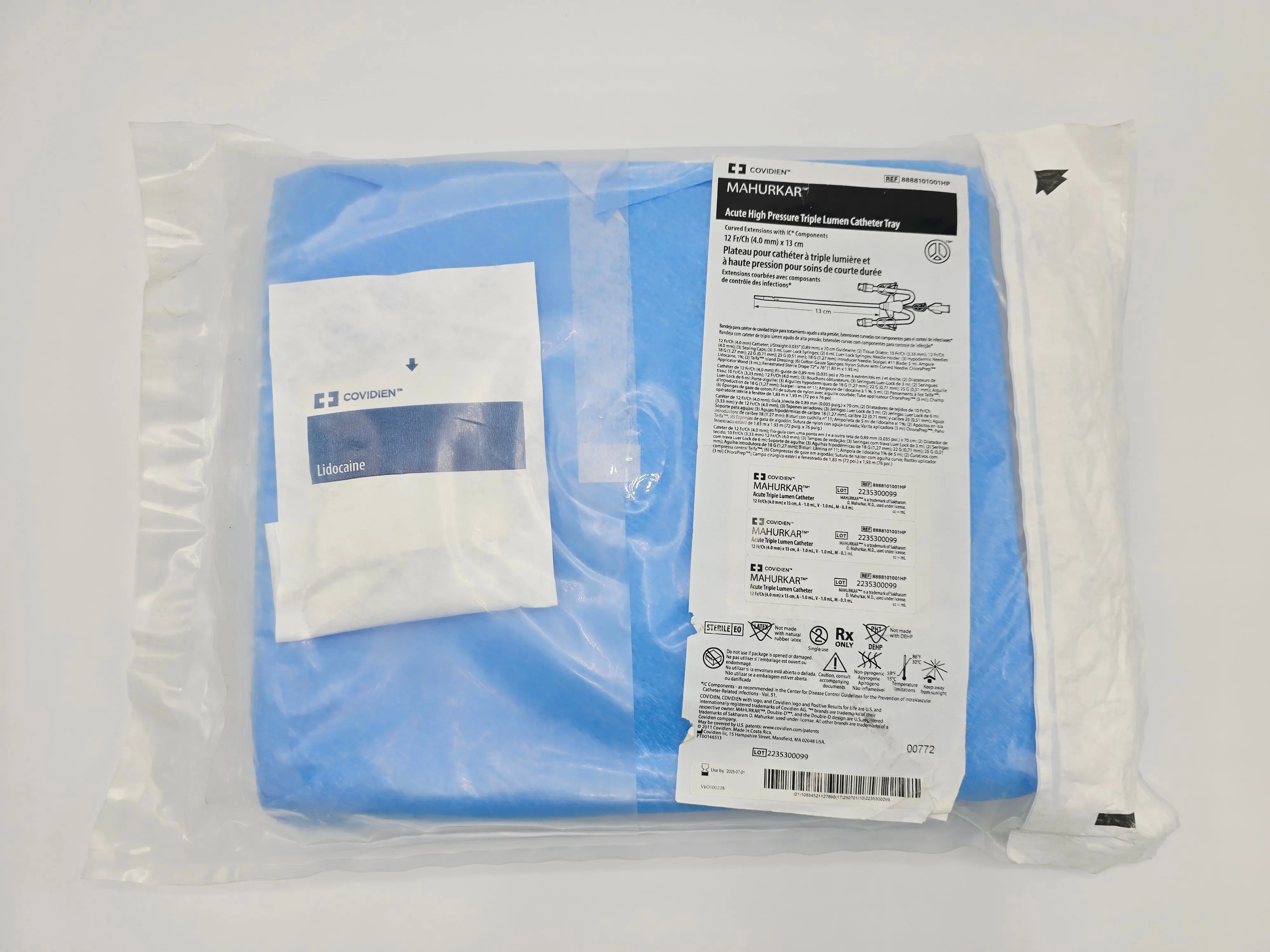 Covidien 8888101001HP MAHURKAR Acute High Pressure Triple Lumen Catheter Tray 12Fr/Ch x 13cm - Image 2