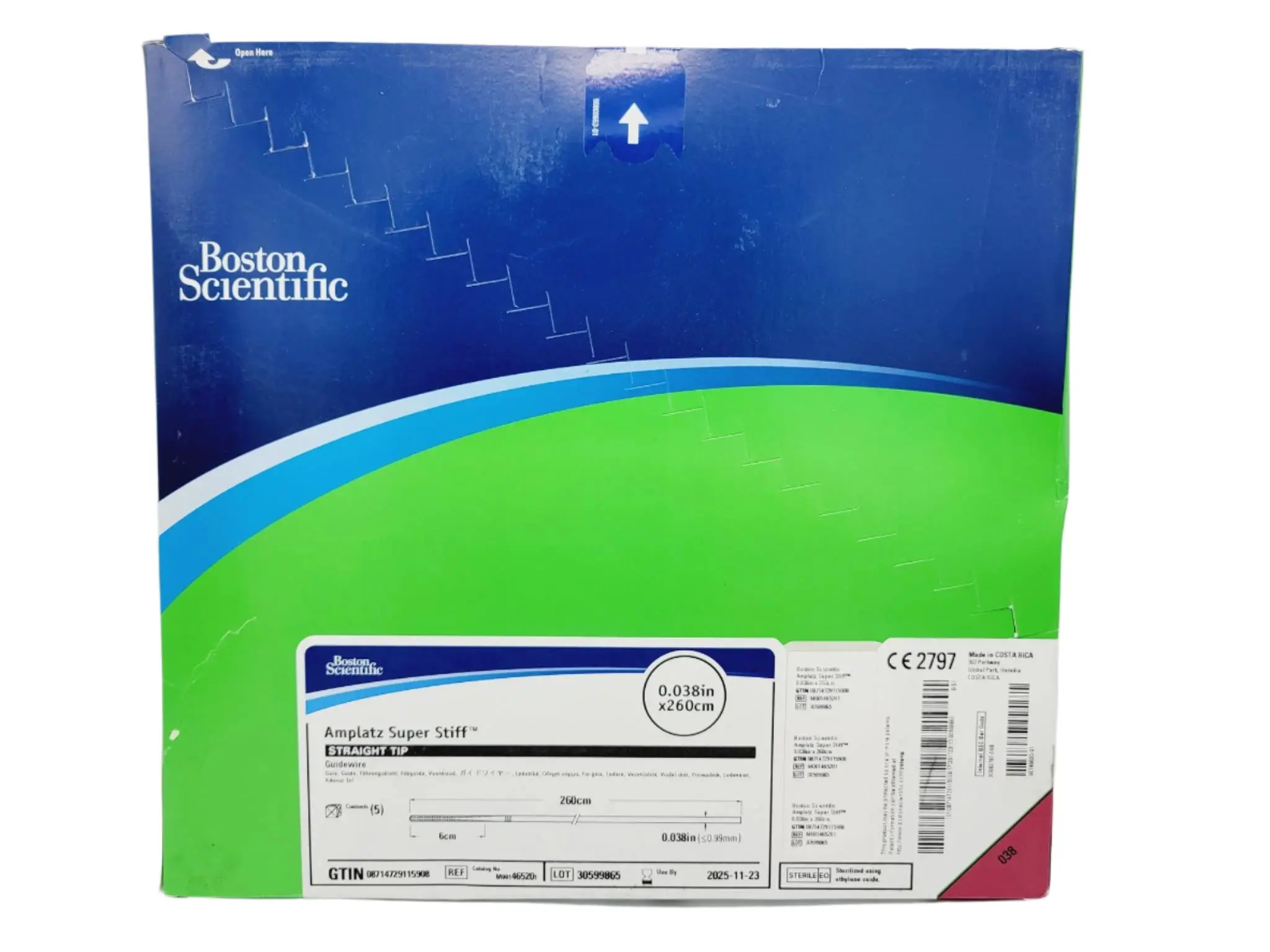 Boston Scientific M001465201 Amplatz Super Stiff Straight Tip Guidewire 260cm BX/5
