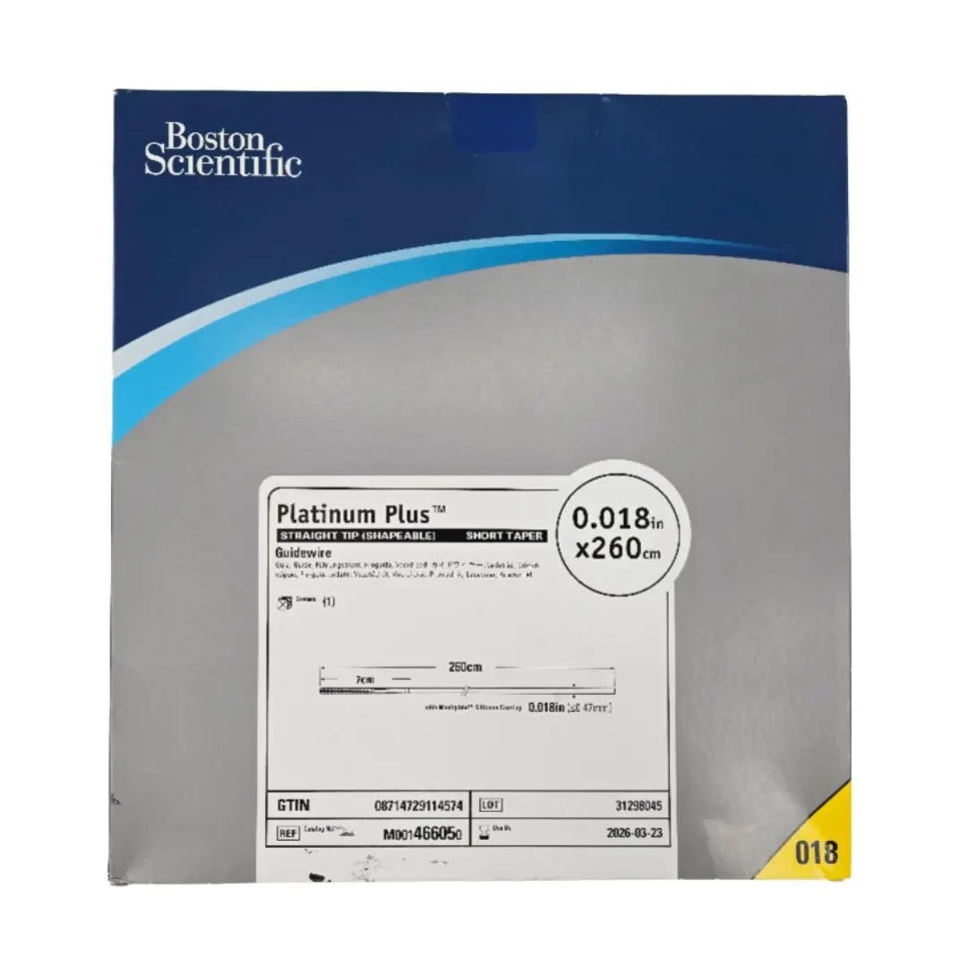 Boston Scientific M001466050 Platinum Plus Guidewire Straight Tip (Shapeable) Short Taper 0.018" x 260cm