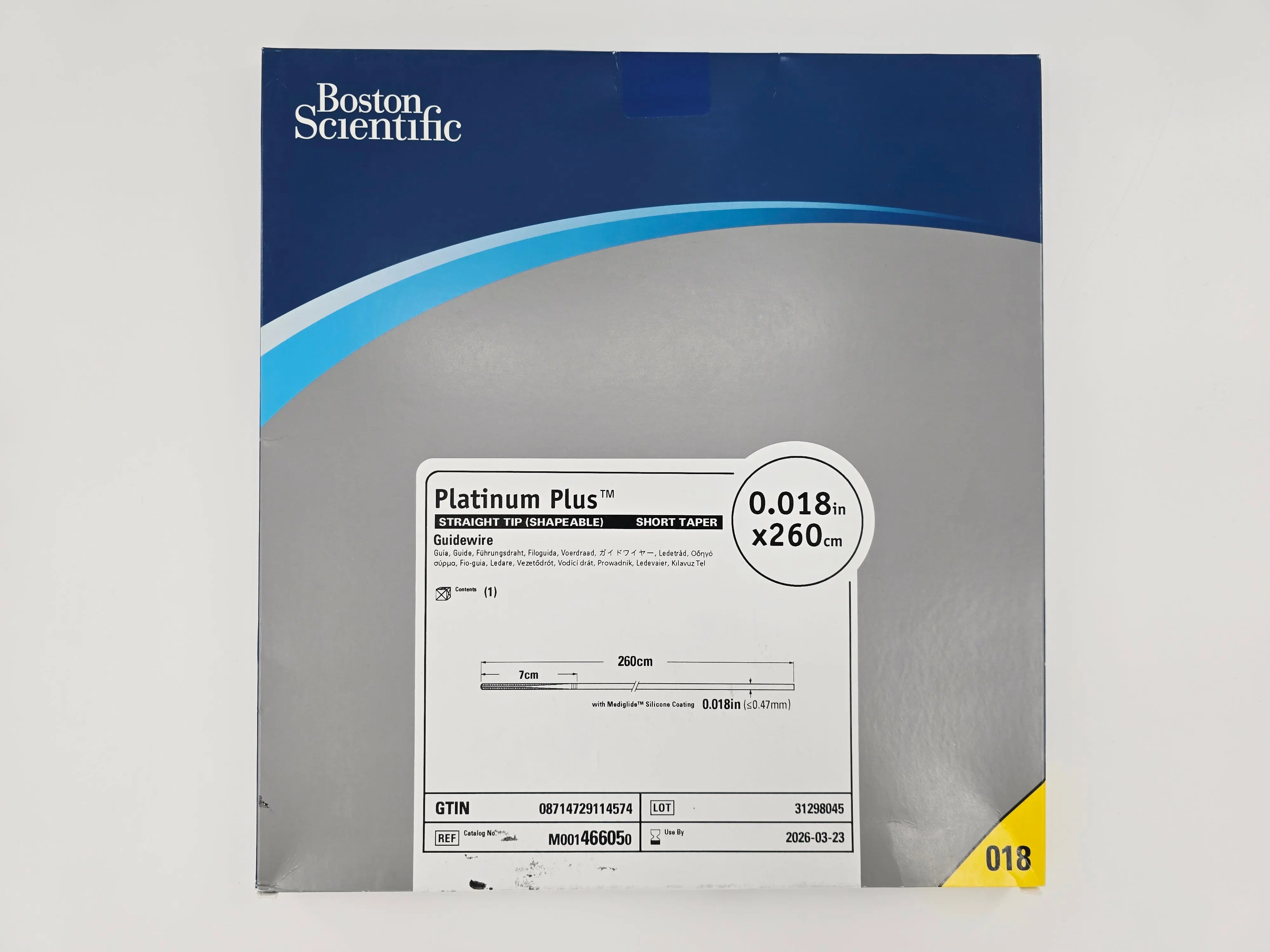 Boston Scientific M001466050 Platinum Plus Guidewire Straight Tip (Shapeable) Short Taper 0.018" x 260cm - Image 2