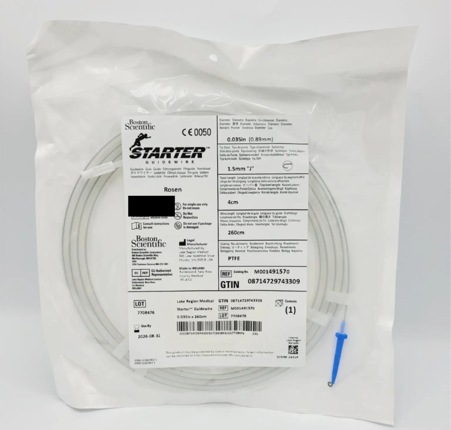 Boston Scientific M001491570 Starter Guidwire Rosen 89mm DIA J Tip Coating - Image 2
