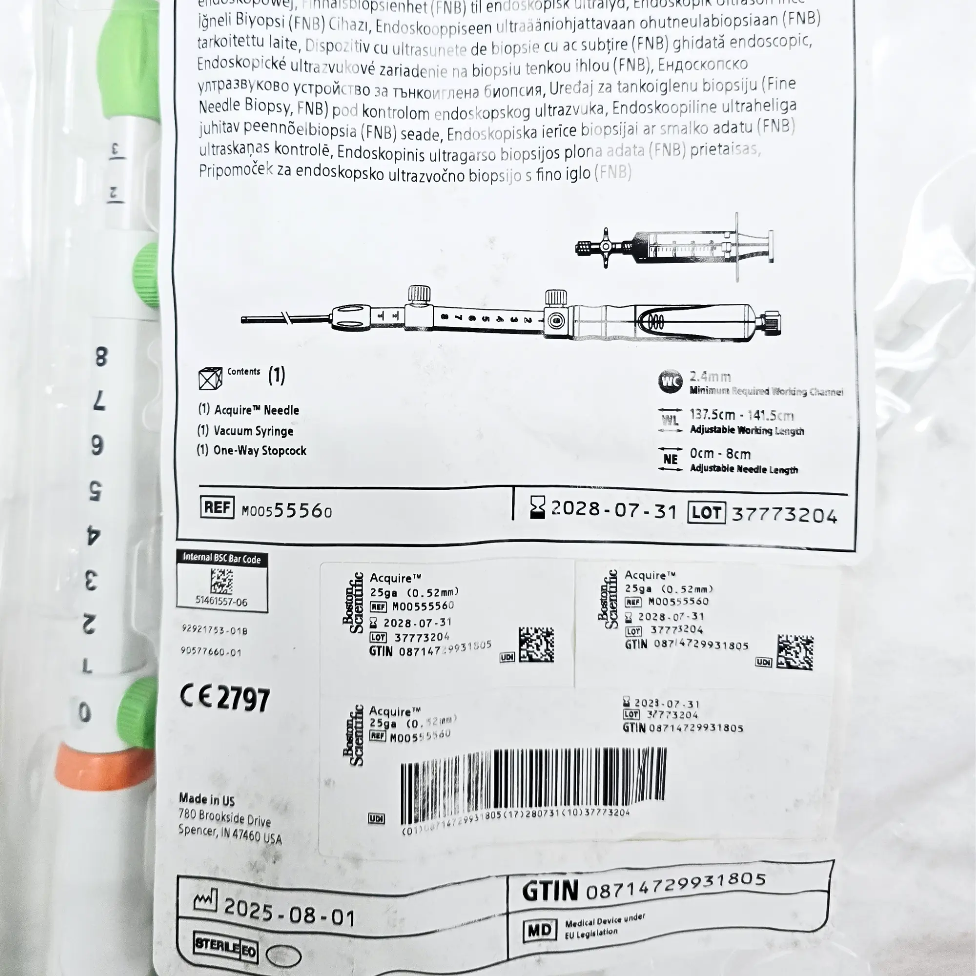 Boston Scientific M00555560 Acquire EUS FNB Needle - 25 Gauge, Franseen Tip - Image 2