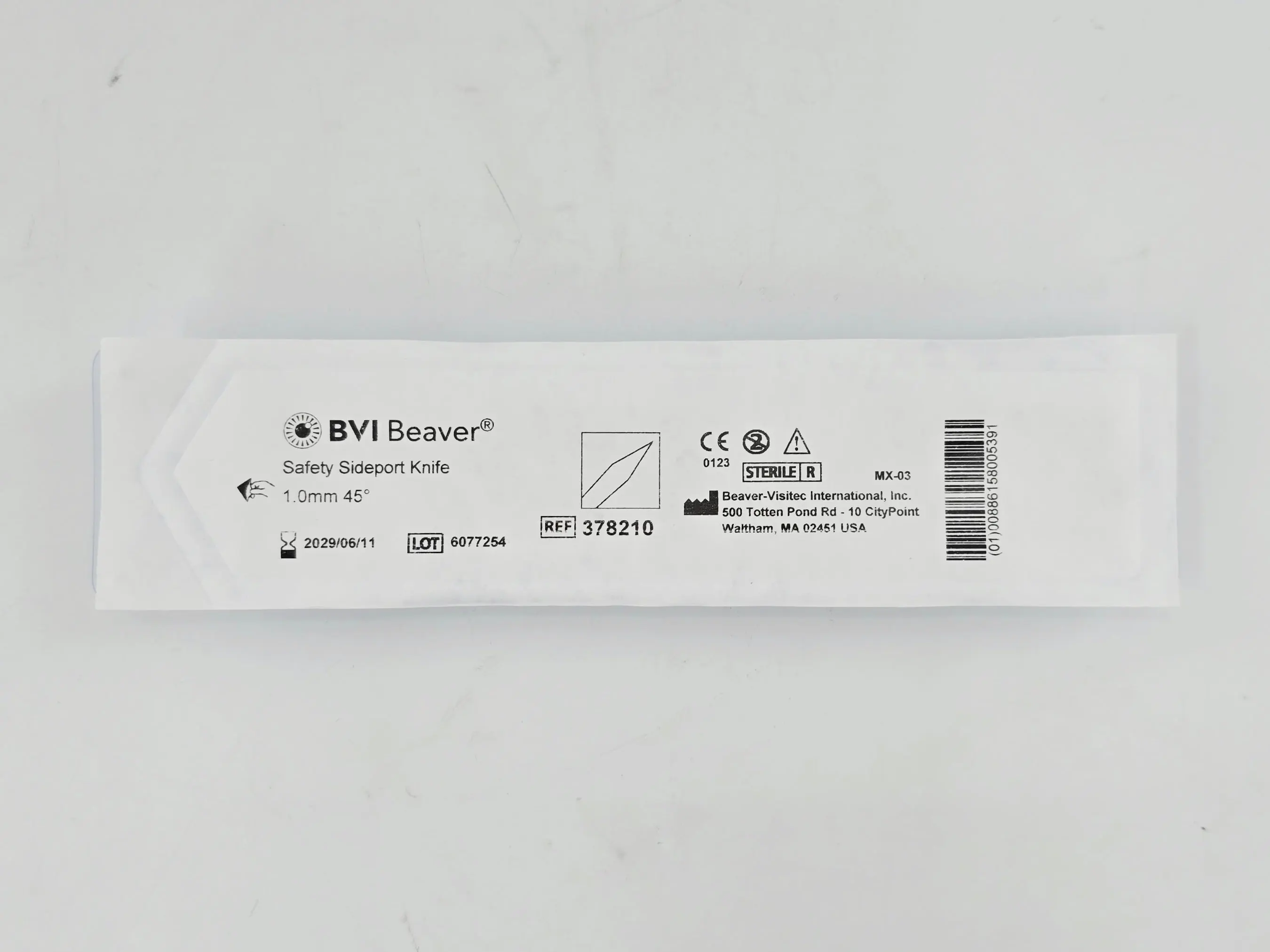 BVI Beaver 378210 Safety Sideport Knife 1.0mm Sideport Angled 45° 1/EA - Image 3