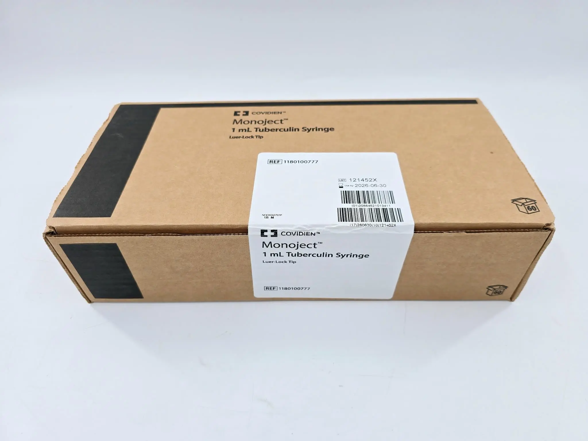 Cardinal Health 1180100777 1mL Tuburculin Syringe w/ Luer-Lock Tip Box of 60 - Image 2