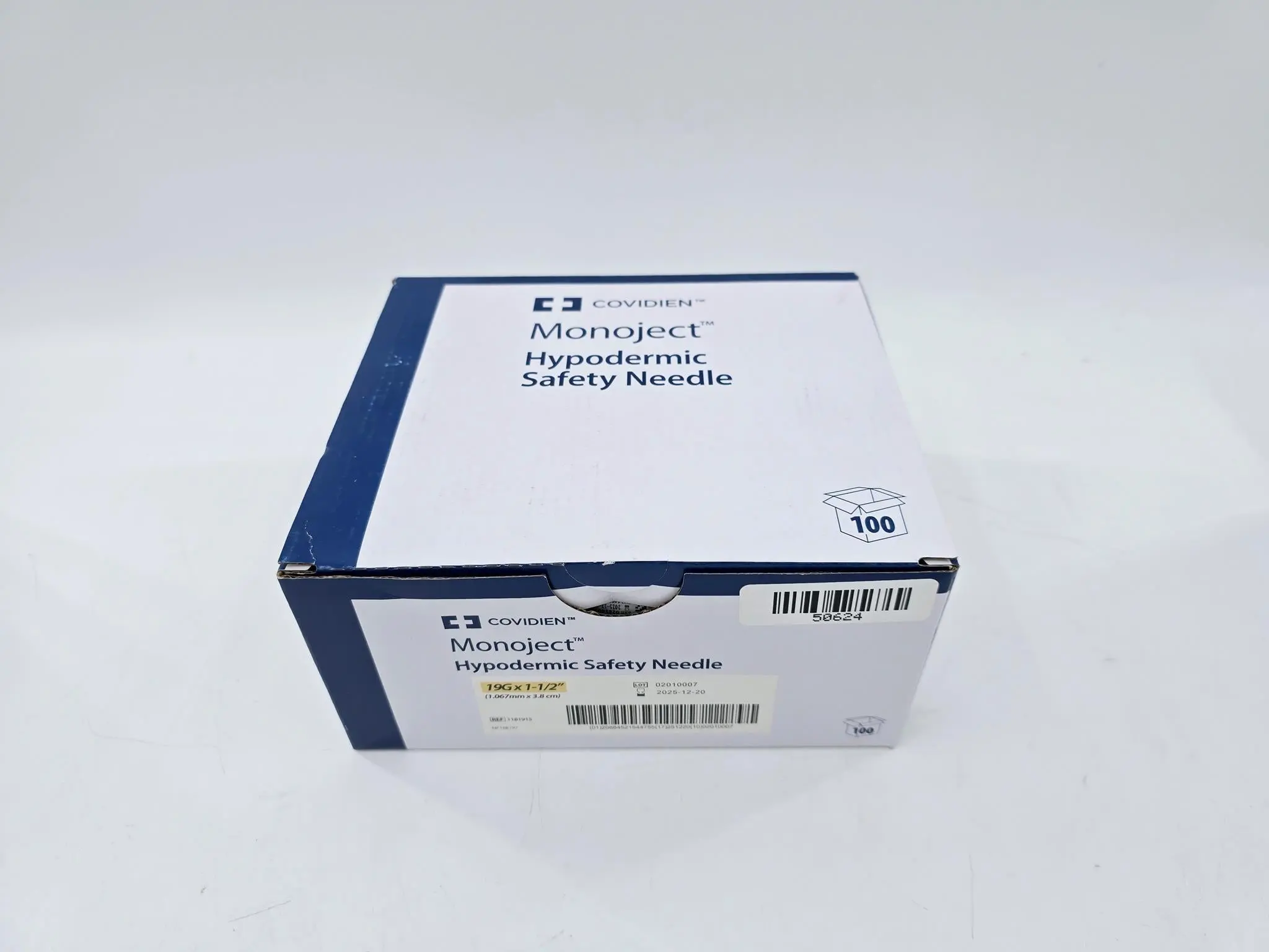 Cardinal Health 1181915 Monoject Hypodermic Safety Needle 19G x 1-1/2" Bx of 100 - Image 2