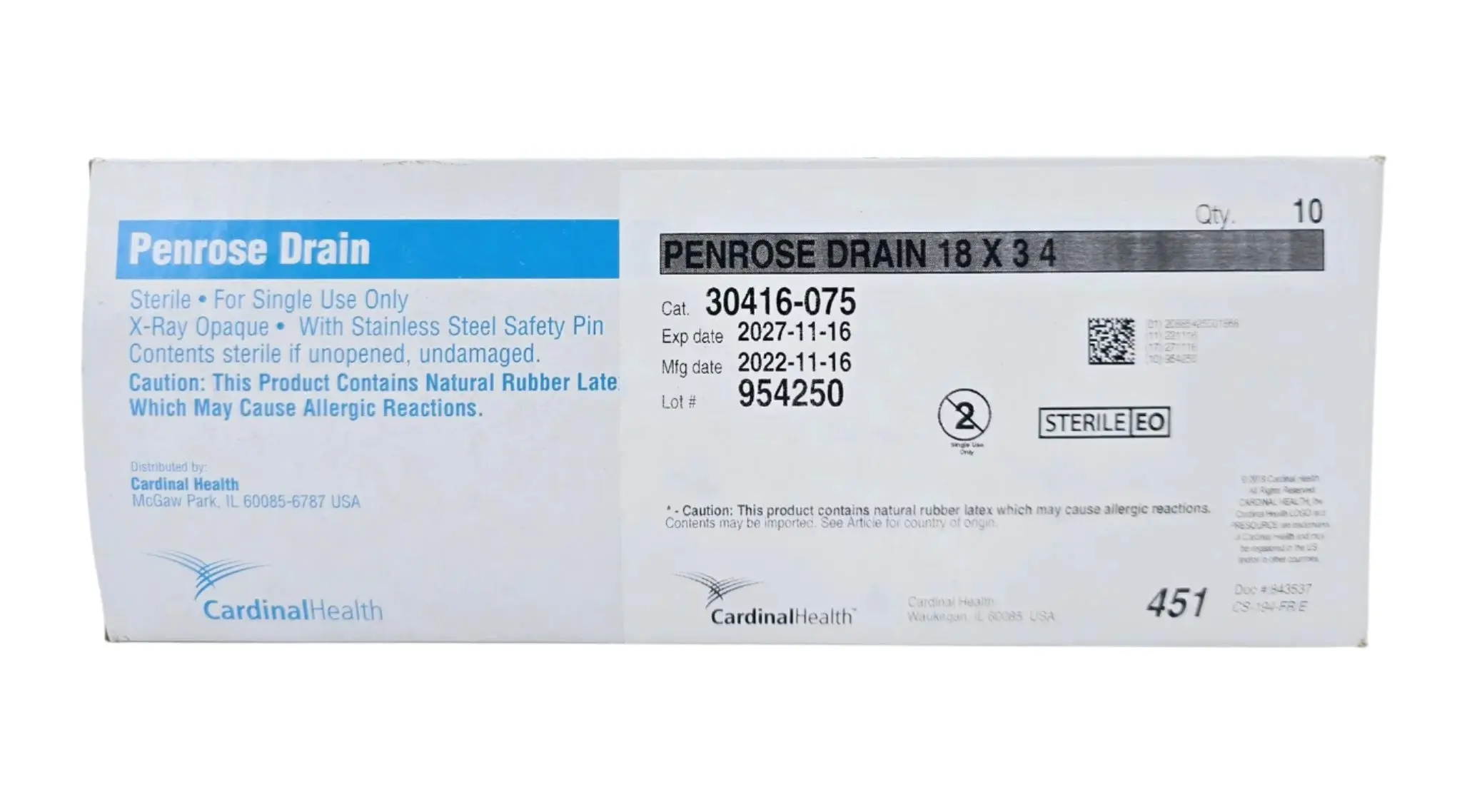 Cardinal Health 30416-075 Penrose Drain 18" x 3/4" BX/10