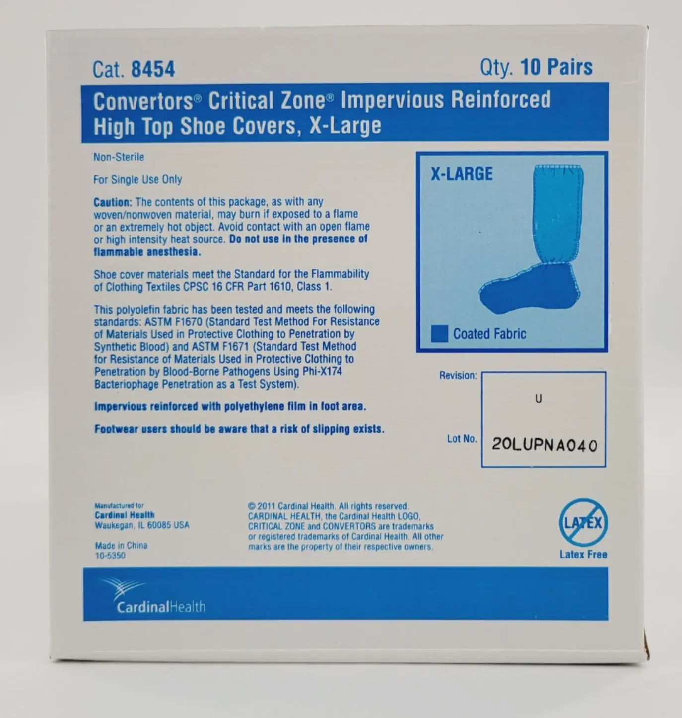 Cardinal Health 8454 High Top Shoe Covers X-Large Latex Free 80/CS - Image 3