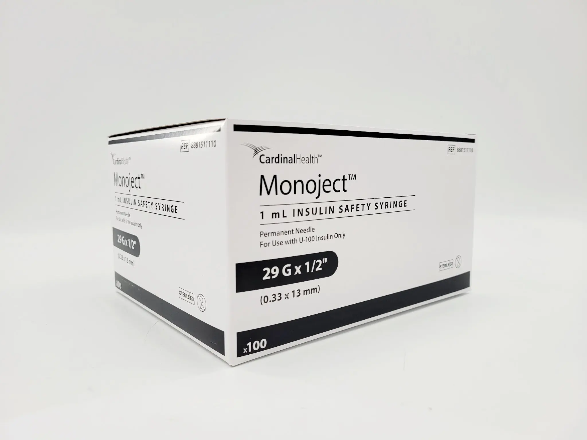Cardinal Health 8881511110 Monoject 1 mL Insulin Safety Syringe 29G Box of 100 - Image 3