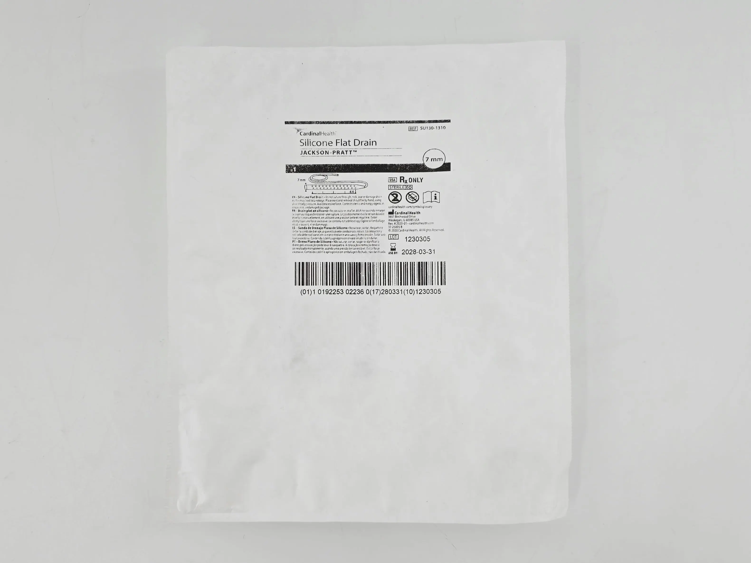 Cardinal Health SU130-1310 Jackson-Pratt Silicone Flat Drain 7mm 1/EA - Image 2