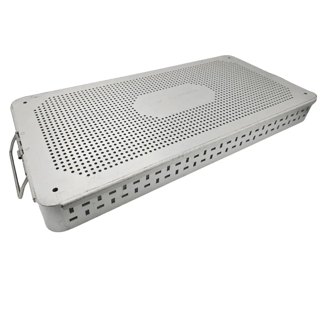 Case Medical Instrument Sterilization Tray w/ Lid Perforated 23" x 11" x 3"