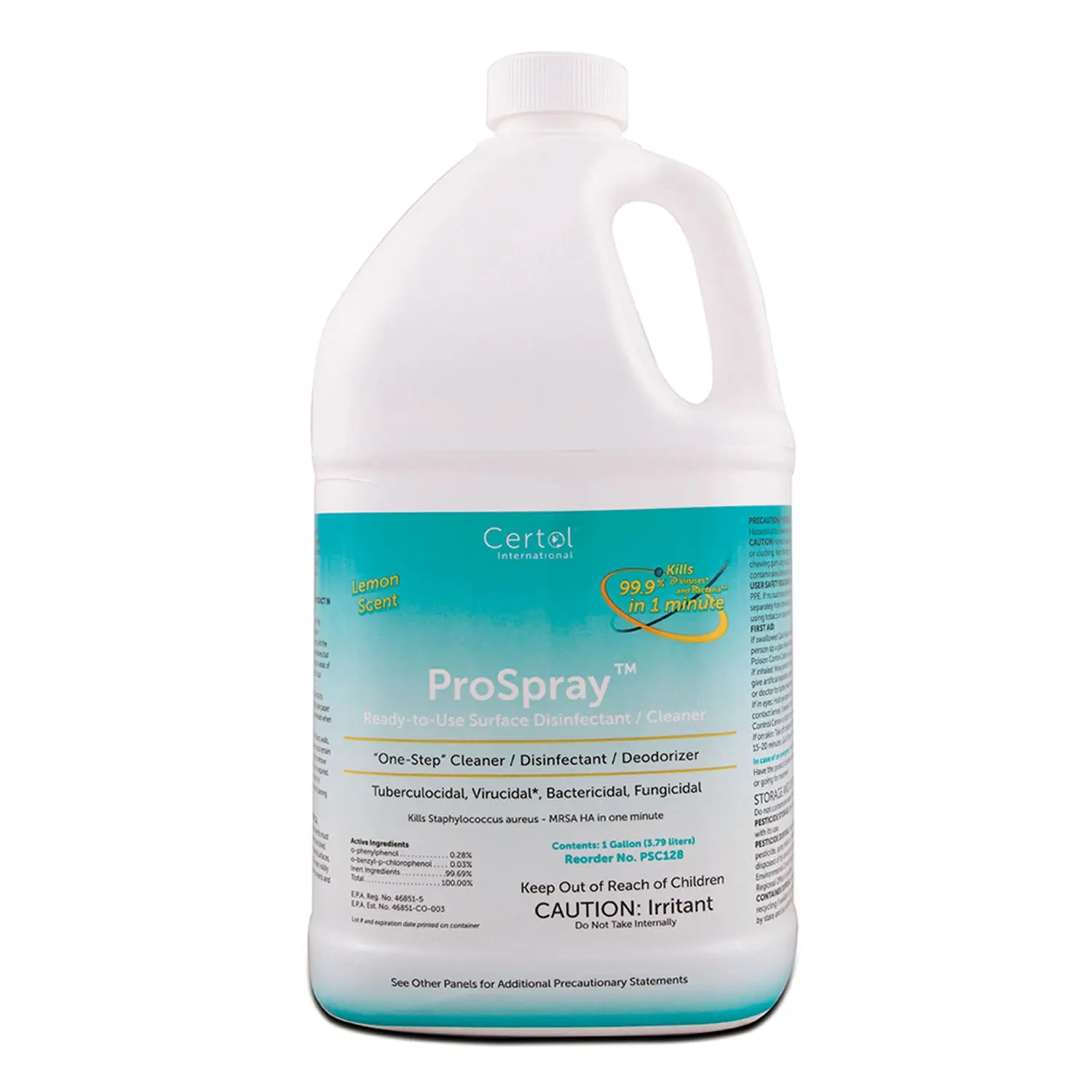 CERTOL PSC128 PROSPRAY SURFACE CLEANER/DISINFECTANT Ready-to-use Disinfectant/ Cleaner Refill, 1 Gallon, 4/cs