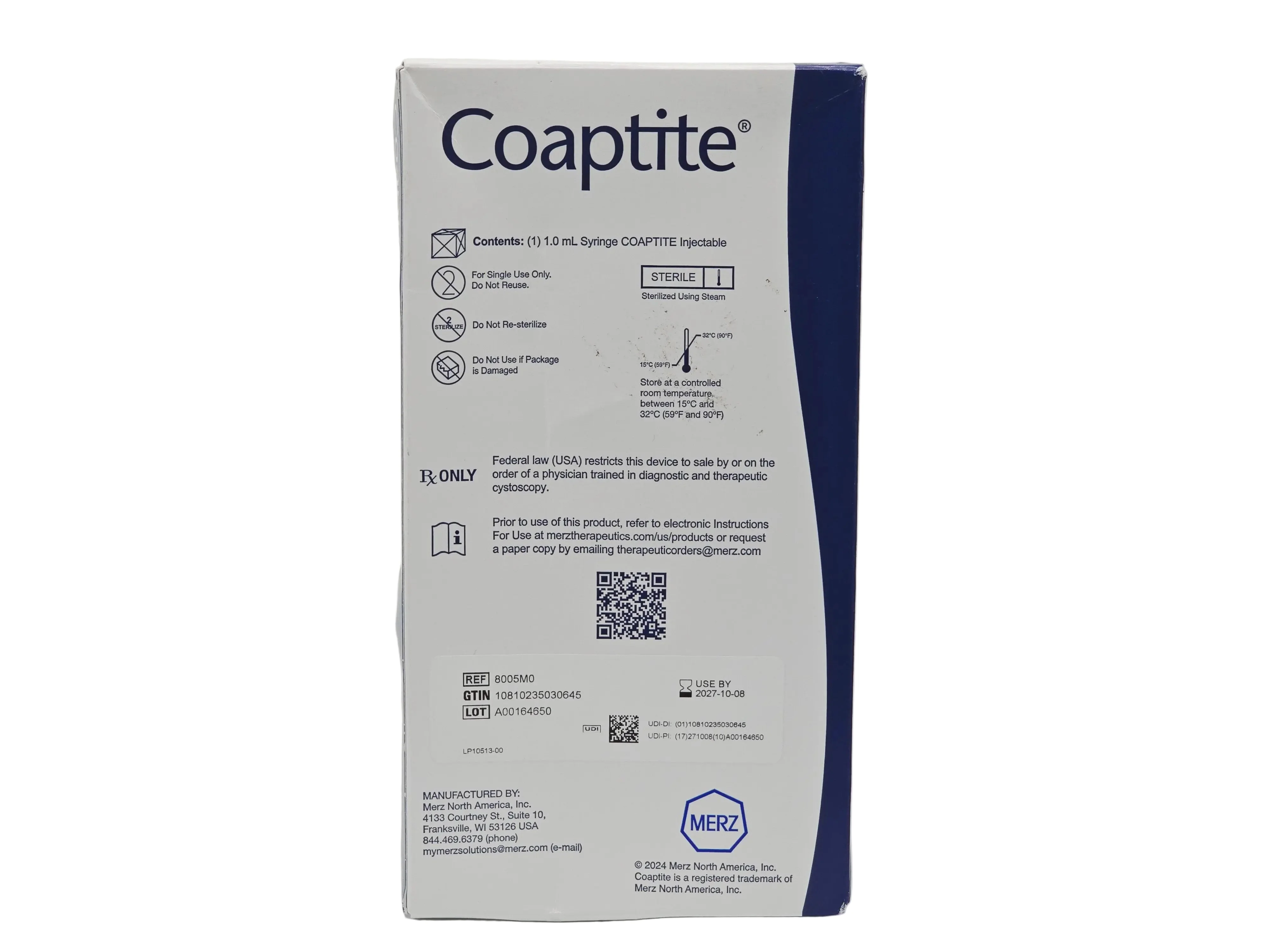 Coaptite 8005M0 Injectable Implant 8005M0 1.0 mL Urethral Bulking Agent