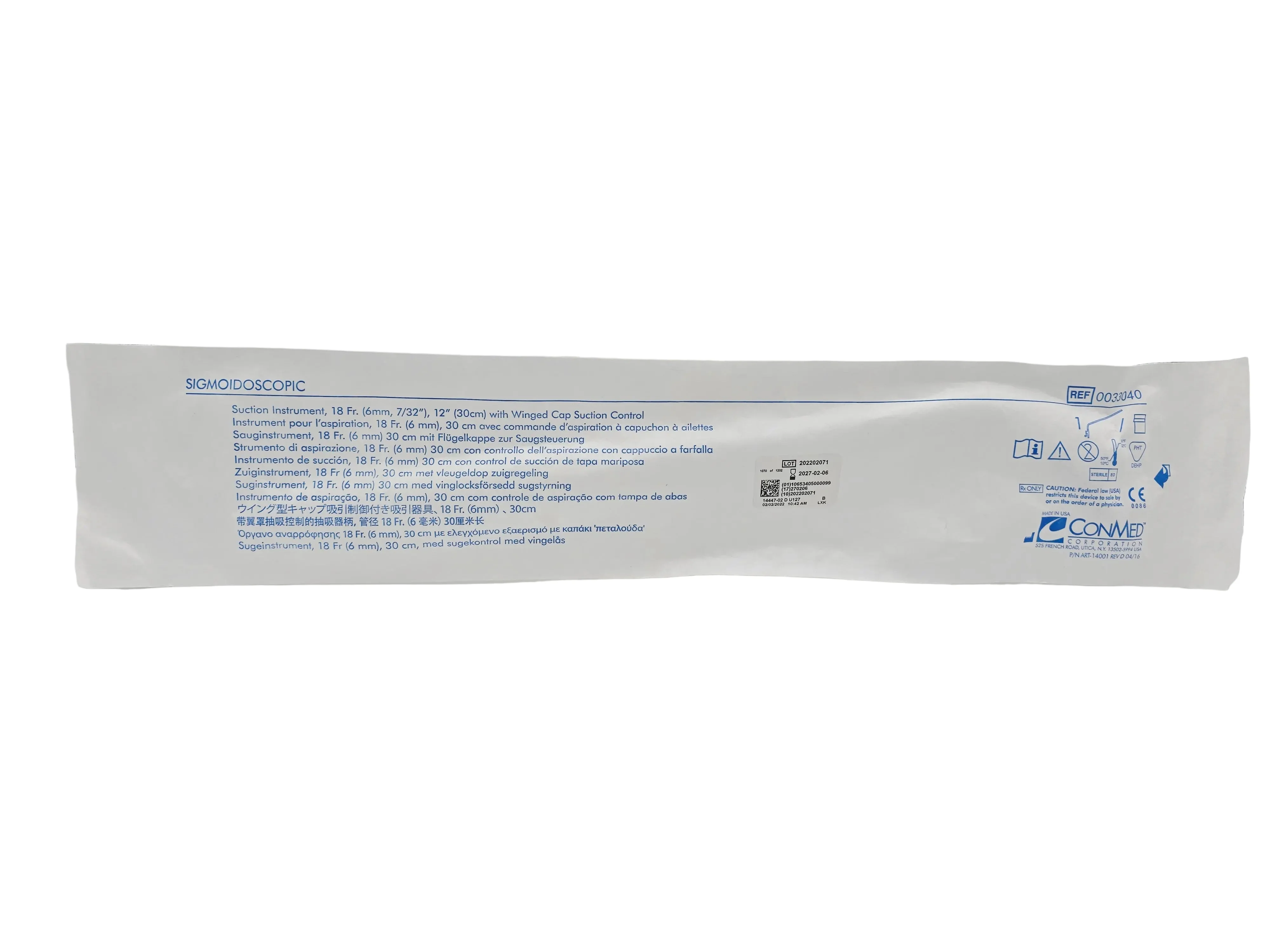Conmed 0033040 Sigmoid Suction Instrument 18Fr 30cm Sterile Single Use