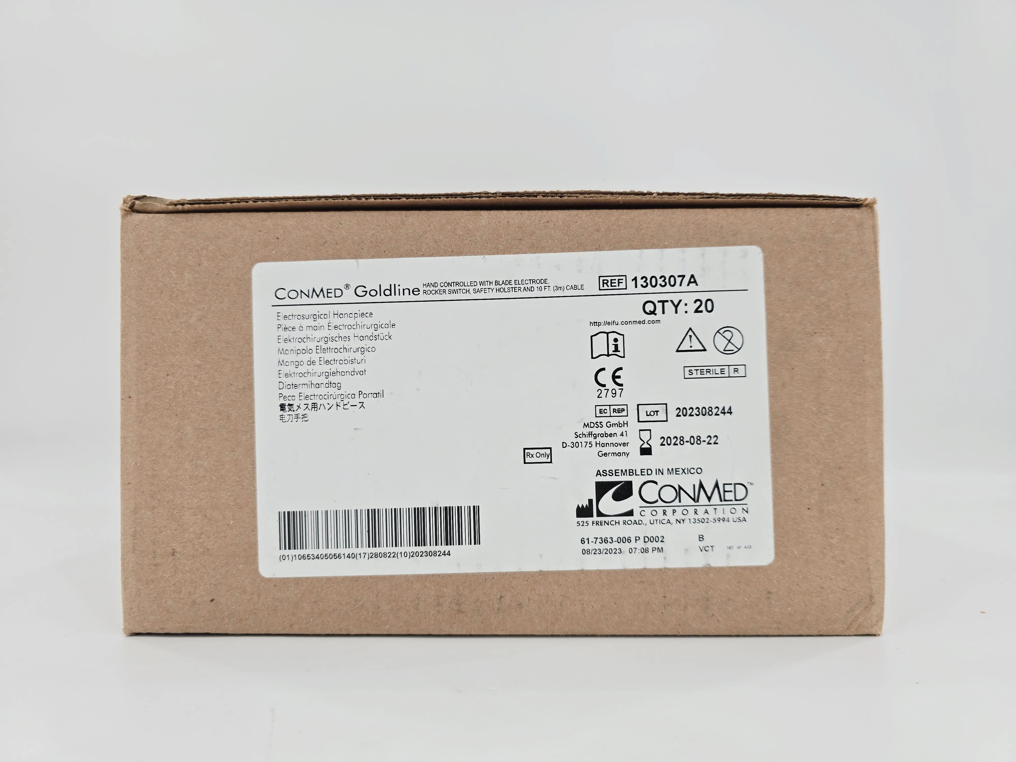 ConMed 130307A Goldline Electrosurgical Handpiece w/ Blade Electrode, Rocker Switch & Safety Holster 10' Cable CS/20 - Image 2