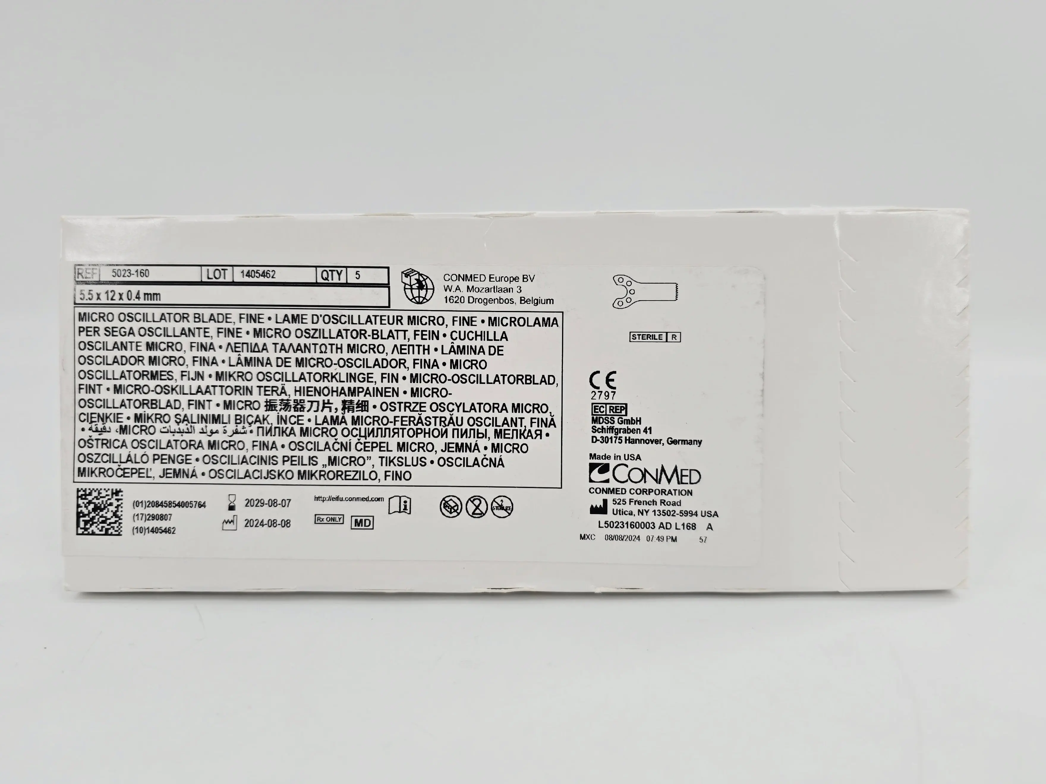 ConMed 5023-160 Micro Oscillator Blade Fine 5.5mm x 12mm x 0.4mm BX/5 - Image 2