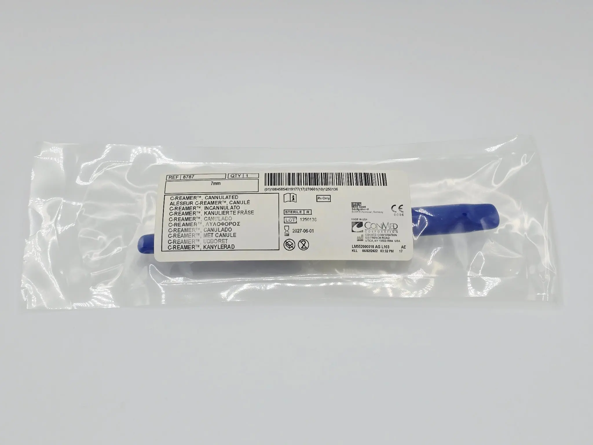 Conmed 8787 C-Reamer Cannulated 7.0mm Surgical Orthopedic Instrument - Image 2