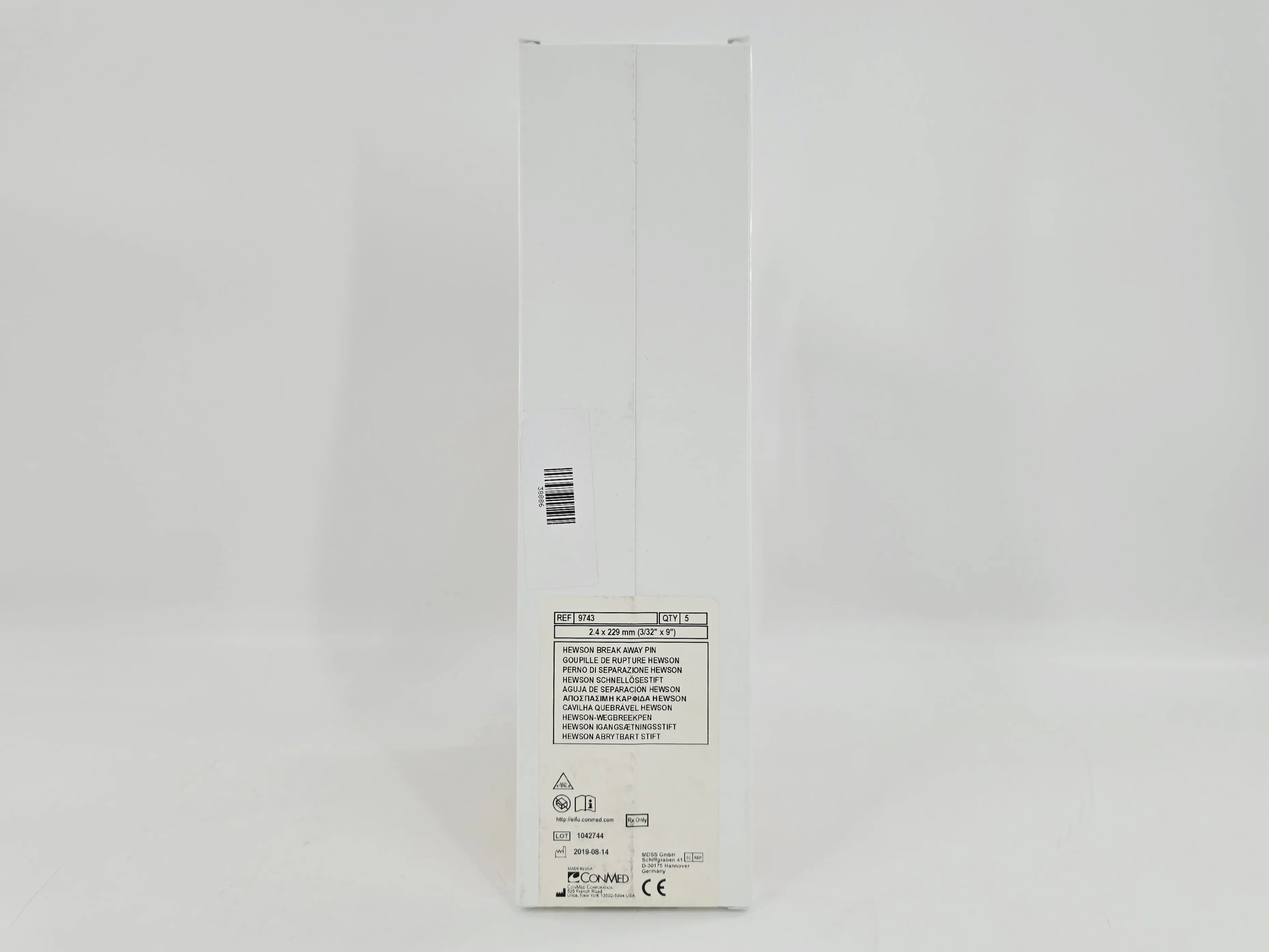 ConMed 9743 Hewson Break Away Pin 2.4mm x 229mm (3/32" x 9") BX/5 - Image 2