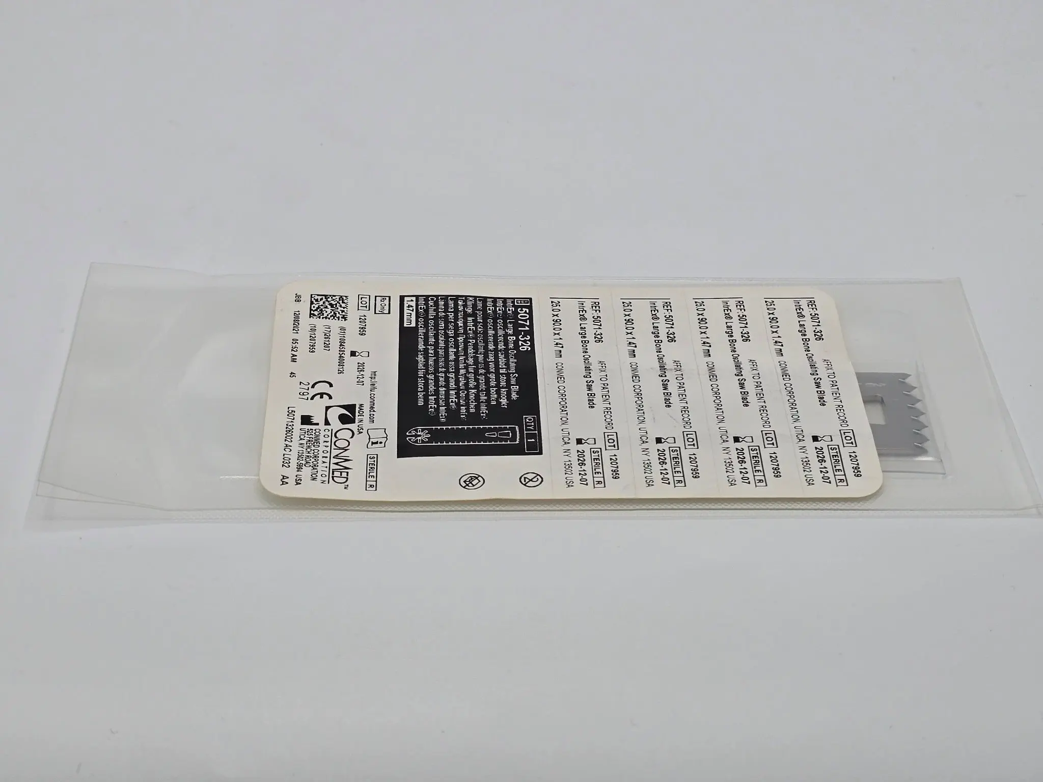 Conmed Intrex 5071-326 Large Bone Oscillating Saw Blade 25.0 X 90.0 X 1.47MM NEW - Image 2