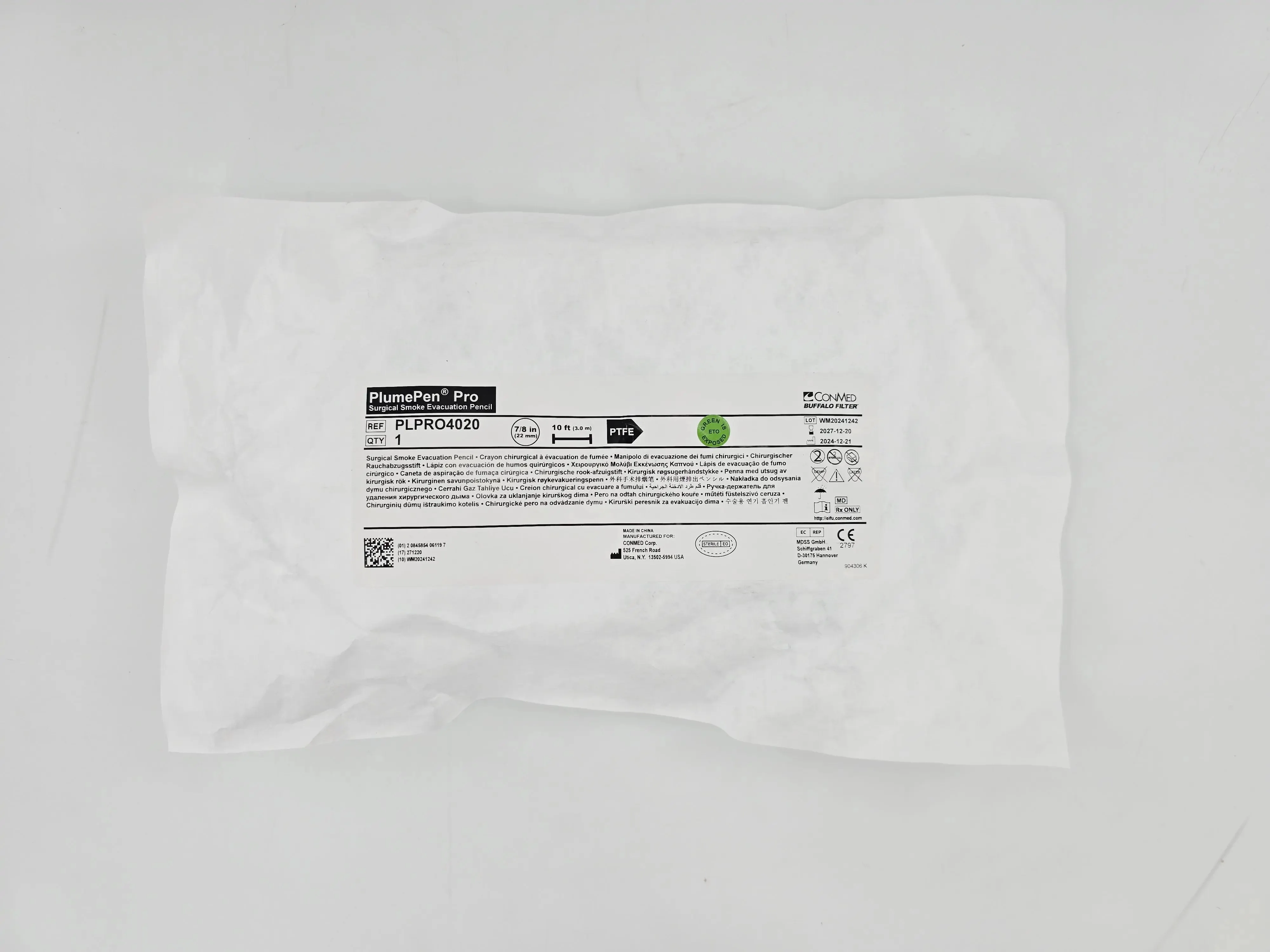 ConMed PLPRO2040 Buffalo Filter PlumePen Pro Surgical Smoke Evacuation Pencil 7/8" Diameter 10' Tubing 1/EA - Image 2