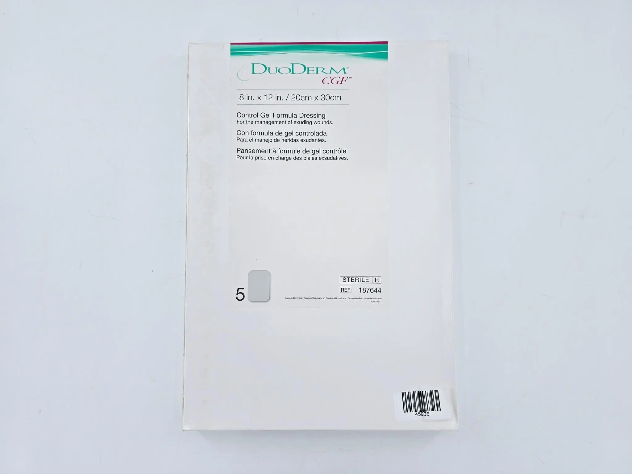 ConvaTec 187644 DuoDerm CGF Control Gel Formula Dressing 8" x 12" Box of 5 - Image 2