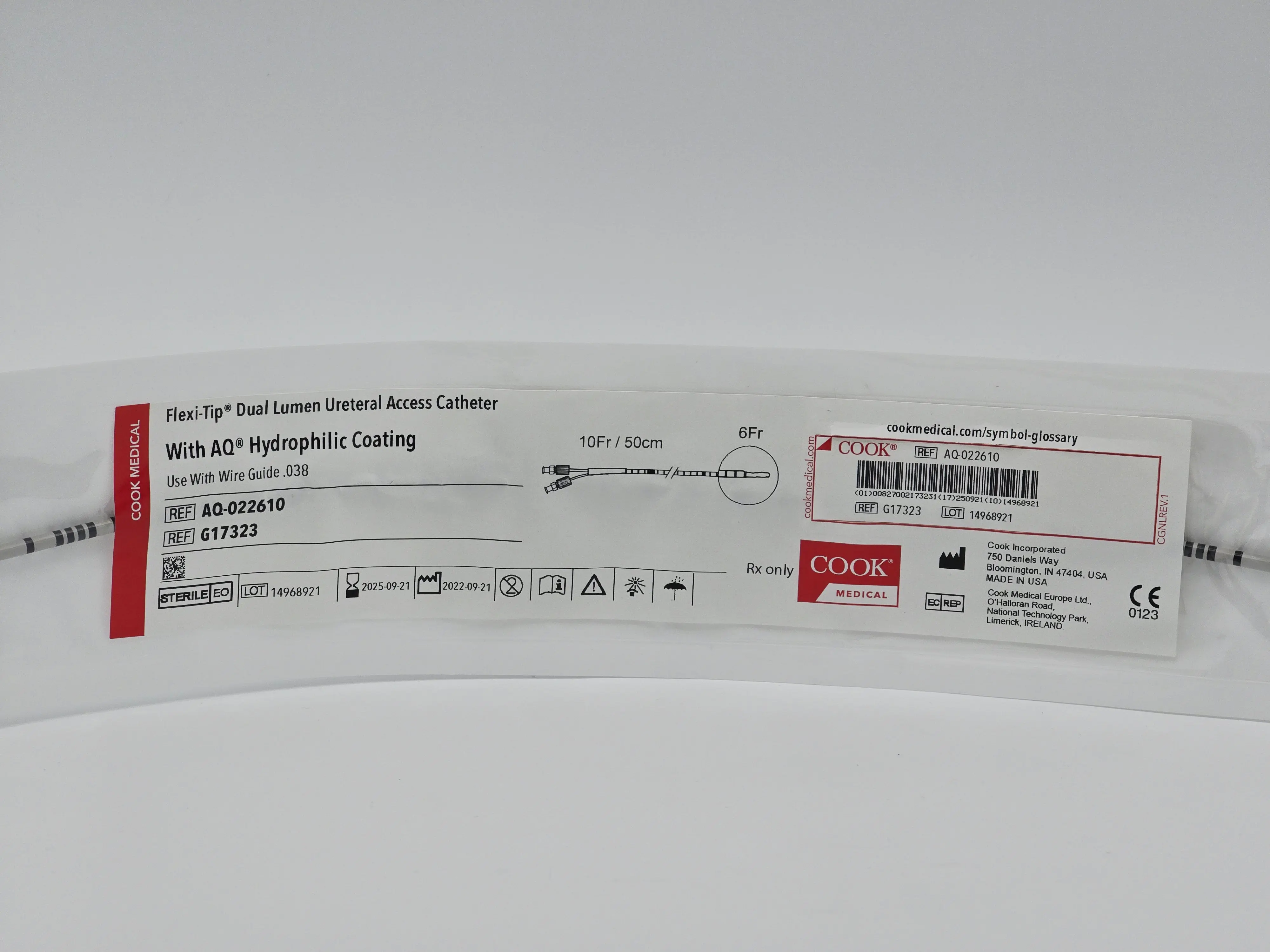 Cook G17323 Dual-Lumen Ureteral Access Catheter 6/10F x 50cm Flexi-Tip - Image 2