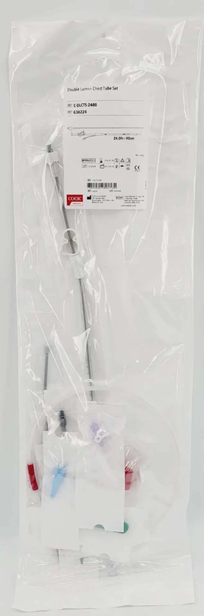 Cook Medical G36224 Double Lumen Chest Tube Set - Image 2