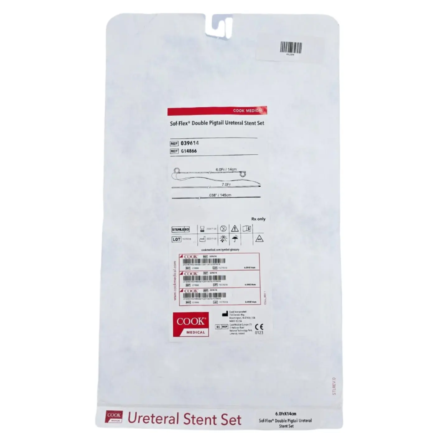 Cook Medical G14866 Sof-Flex Double Pigtail Ureteral Stent Set 6Fr. x 14cm