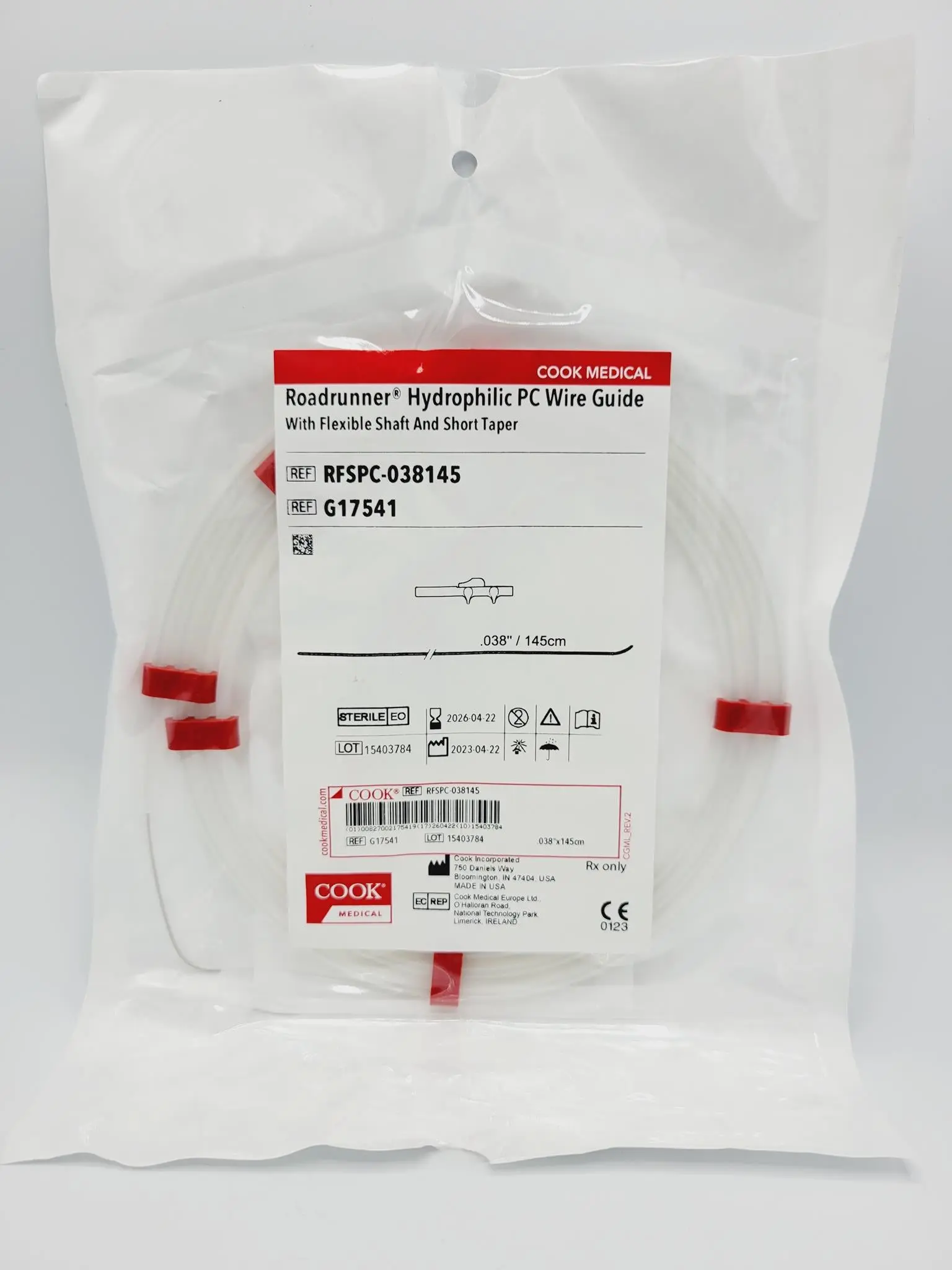 Cook Medical G17541 Roadrunner Hydrophilic PC Wire Guide w/ Flexible Shaft - Image 2